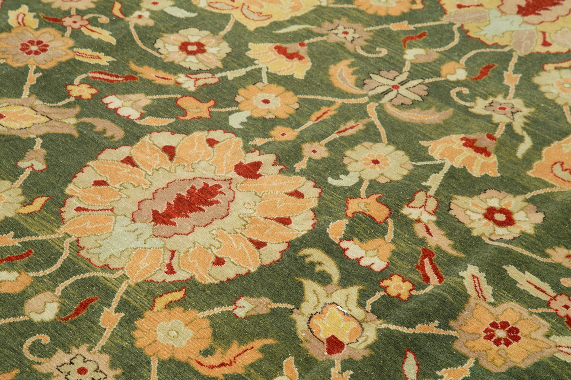 Handmade Wool Area Rug – Tebriz Classic Yellow Cotton Wool Rug 10'5''x12'2''