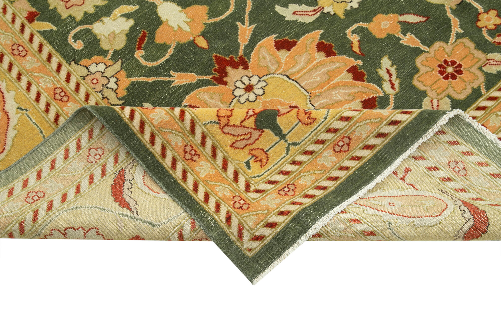 Handmade Wool Area Rug – Tebriz Classic Yellow Cotton Wool Rug 10'5''x12'2''