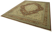 Handmade Wool Area Rug - Tebriz Yellow Classic Cotton Wool Carpet 9x11 ft