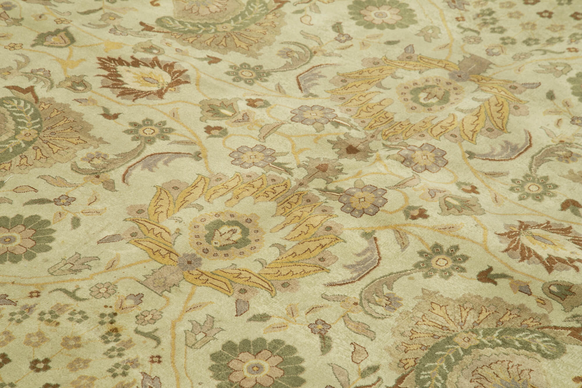 Handmade Wool Area Rug – Tebriz Classic Beige Cotton Wool Rug 8'11''x12'0''