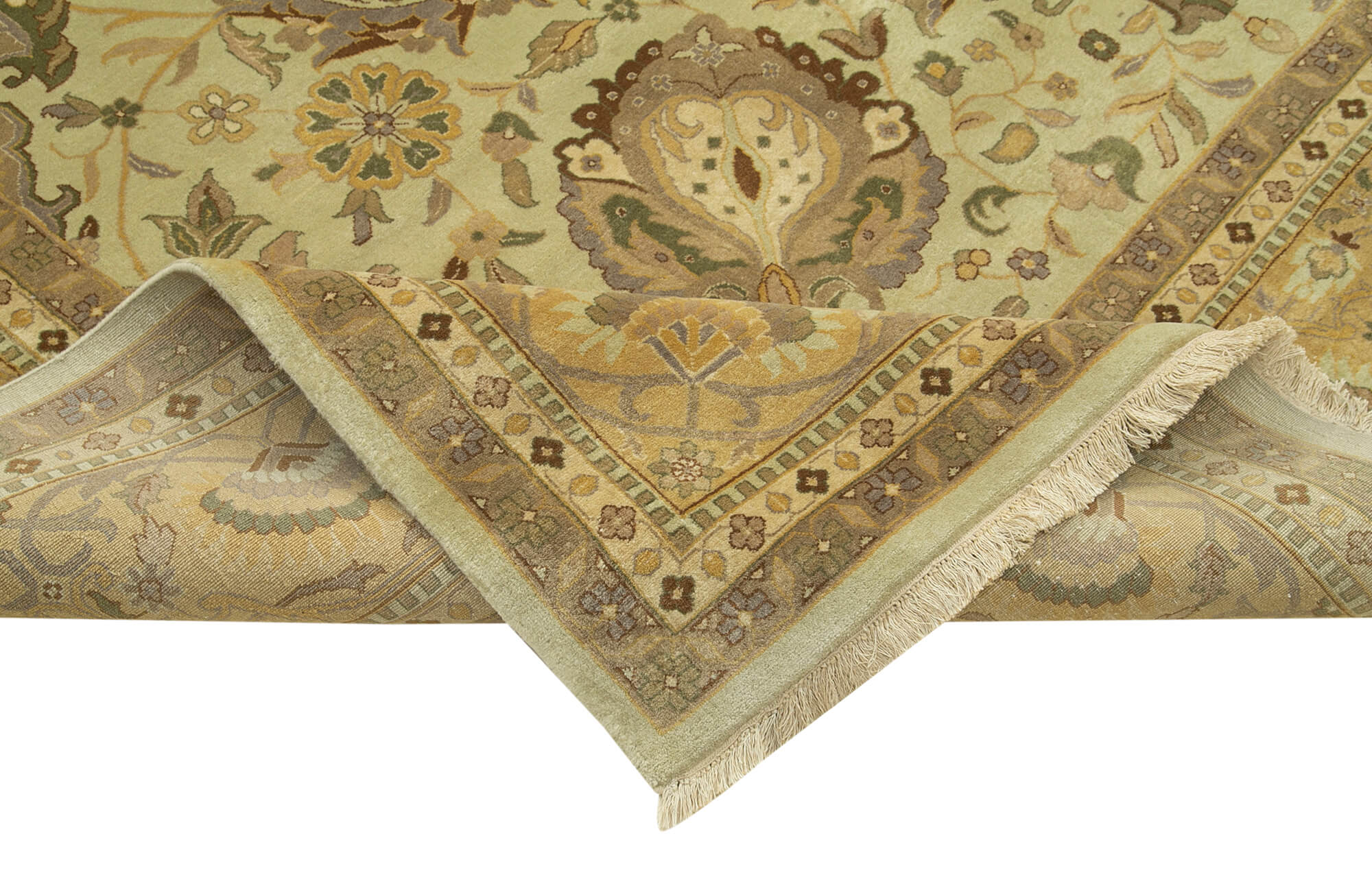 Handmade Wool Area Rug – Tebriz Classic Beige Cotton Wool Rug 8'11''x12'0''