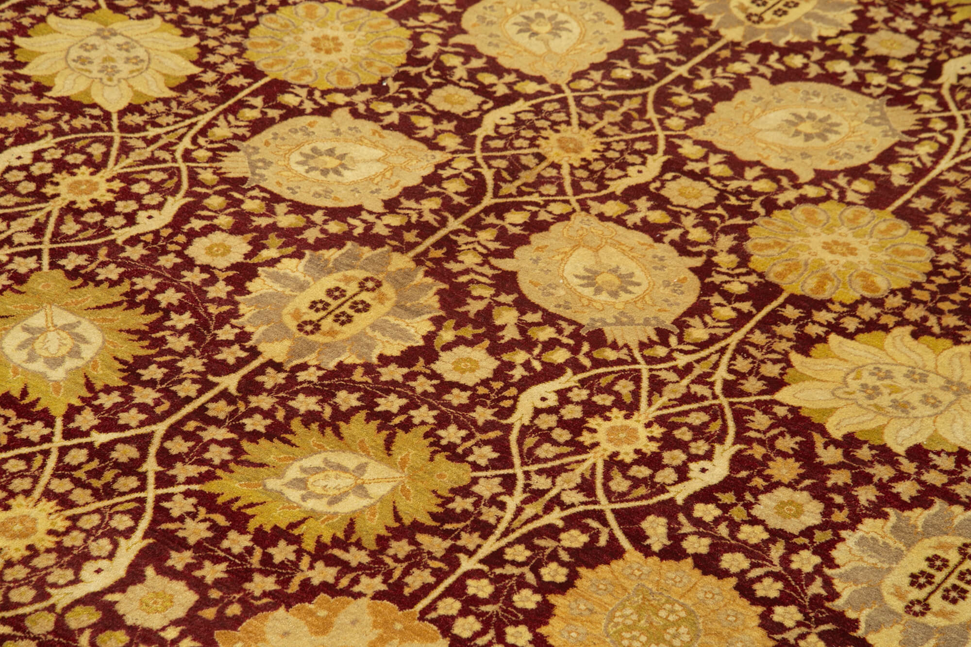 Handmade Wool Area Rug - Tebriz Yellow Classic Cotton Wool Carpet 9'x12'5''