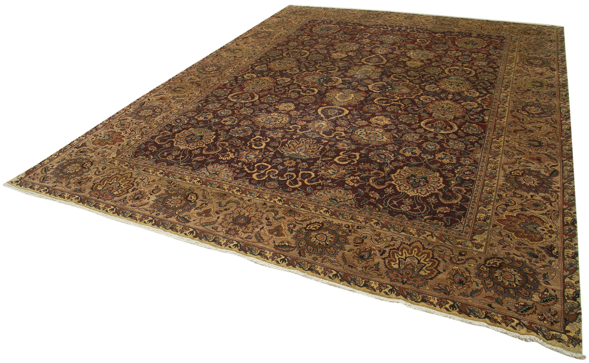 Handmade Wool Area Rug – Tebriz Classic Red Turkish Vintage Rug 9'2"x12'5"