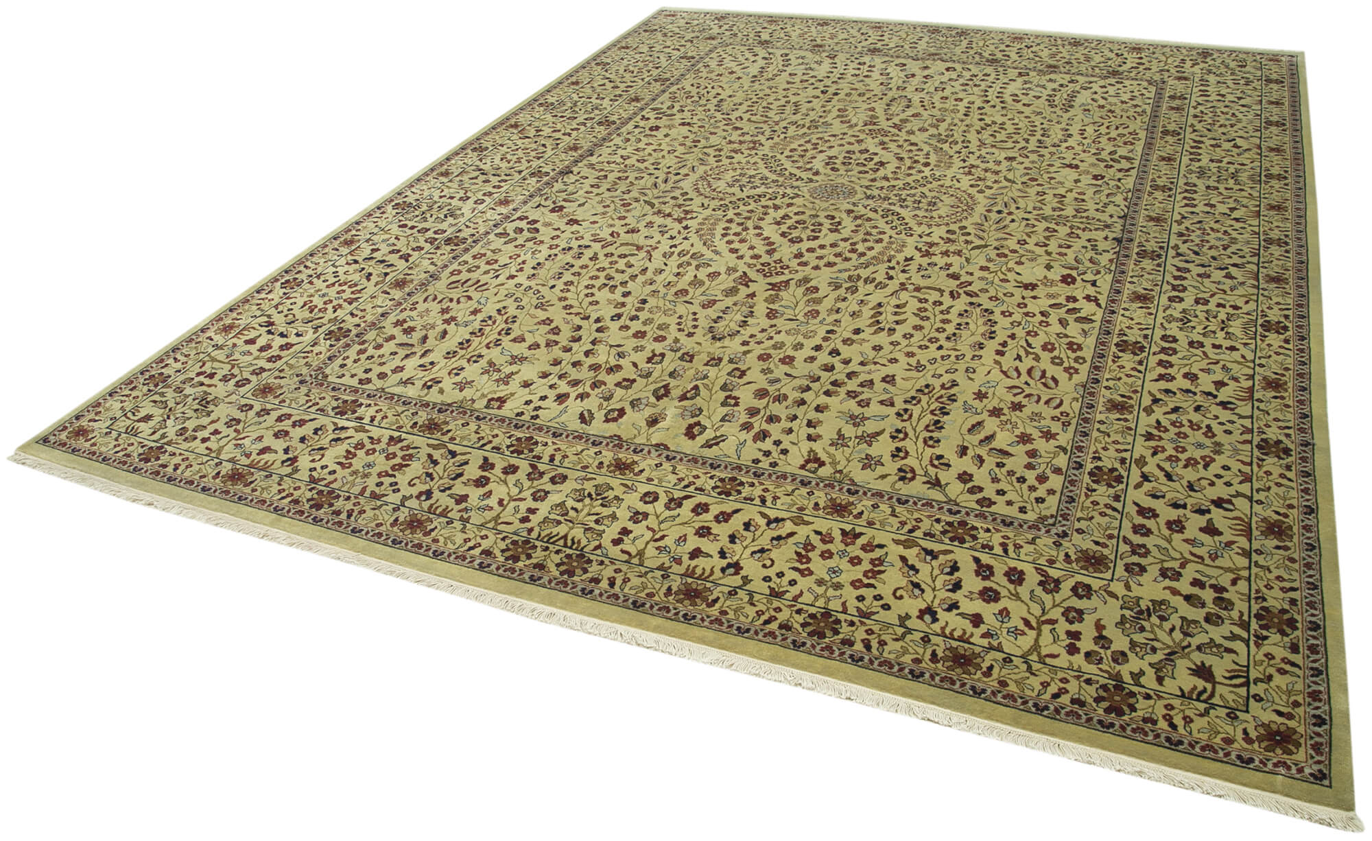 Handmade Wool Area Rug – Classic Beige Cotton Wool Rug 8'8''x11'8'' Durable Soft Floor Covering