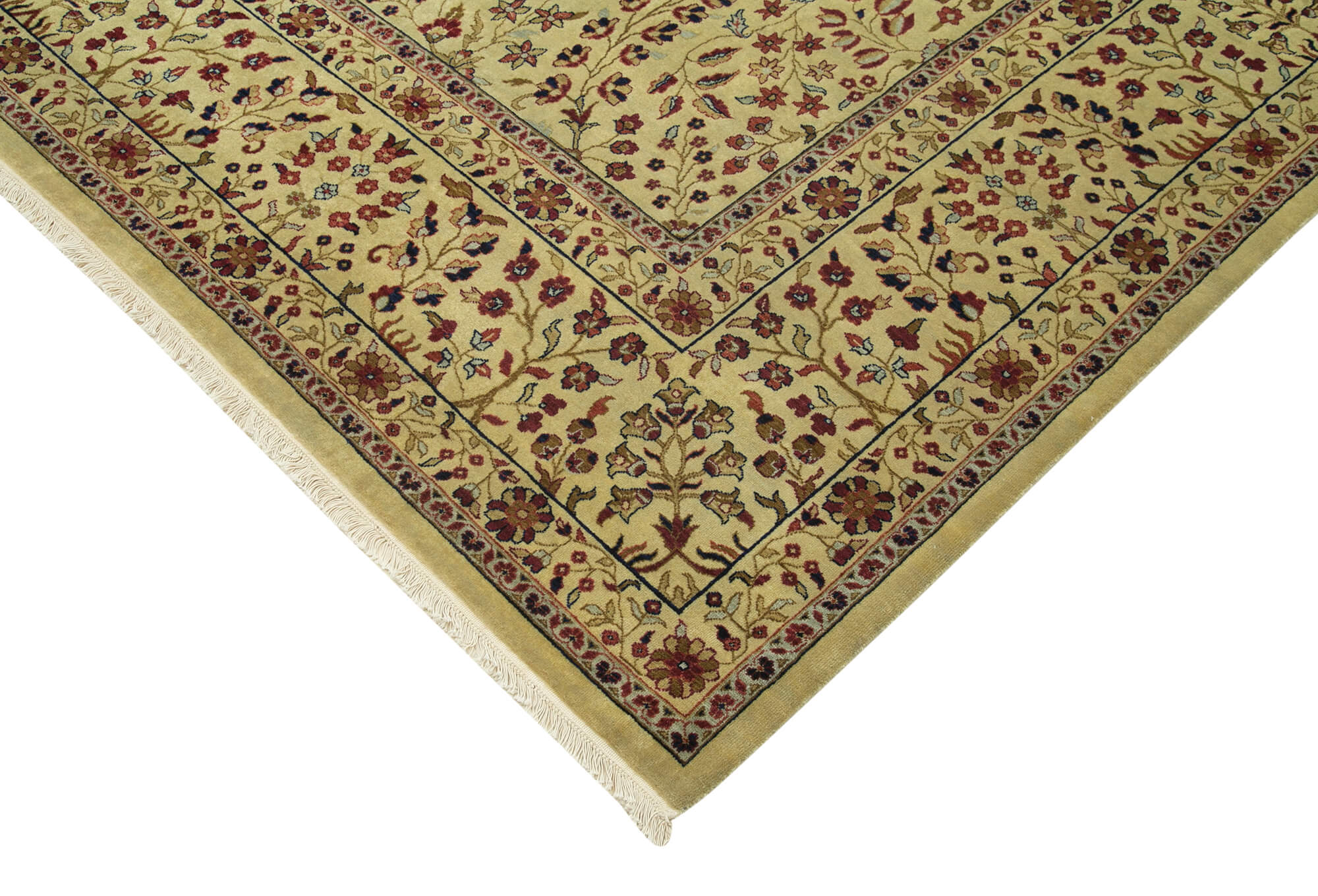 Handmade Wool Area Rug – Classic Beige Cotton Wool Rug 8'8''x11'8'' Durable Soft Floor Covering
