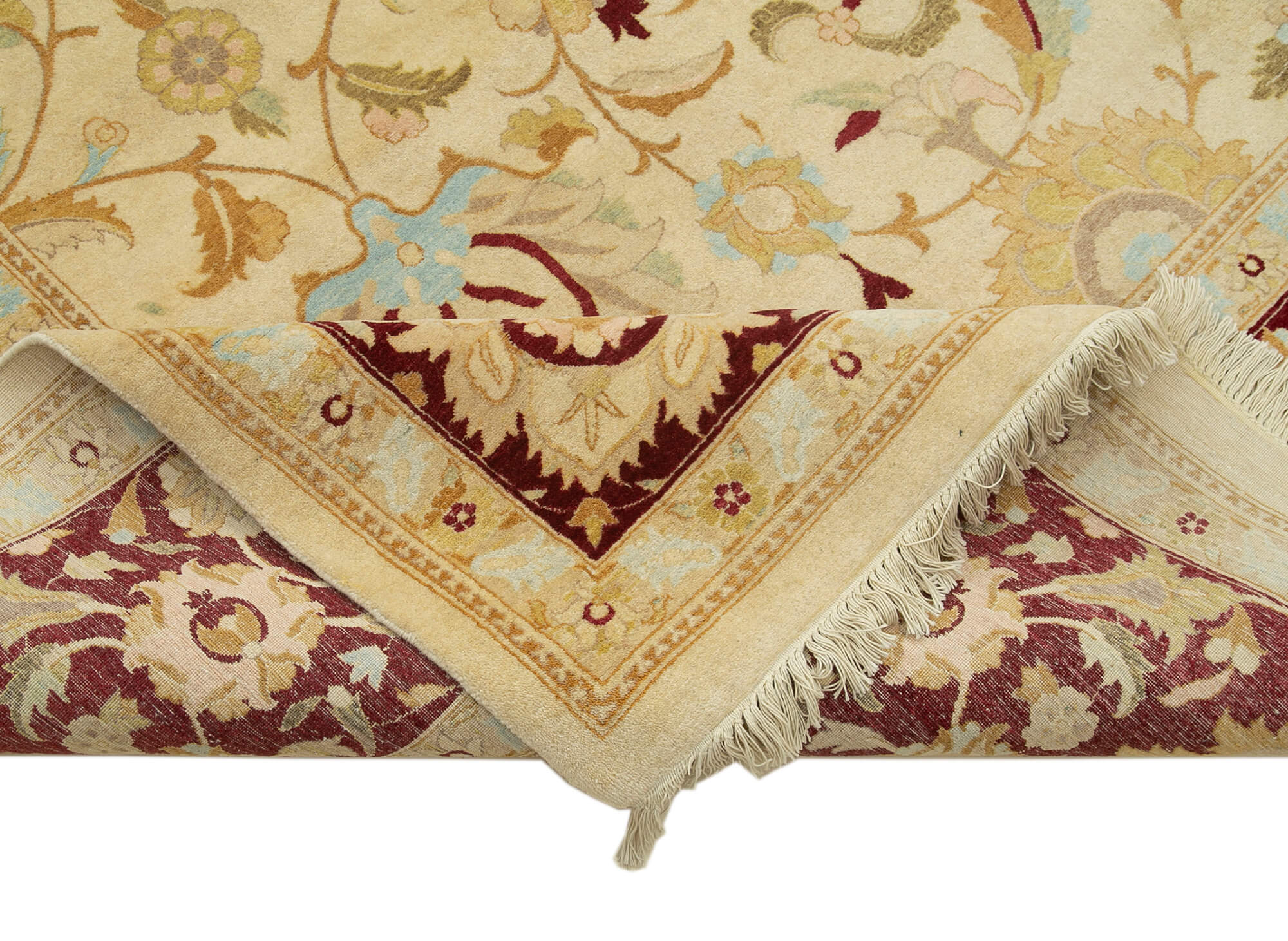 Handmade Area Rug - Classic Beige Turkish Hand Knotted Cotton Wool Carpet 10'x13'10''