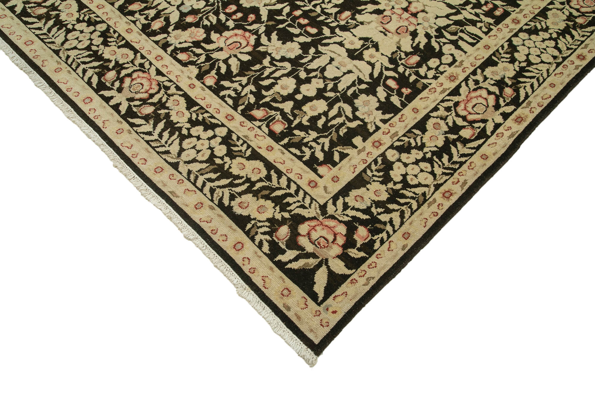 Handmade Wool Area Rug – Tebriz Classic Beige Cotton Wool Rug 12x14 Feet