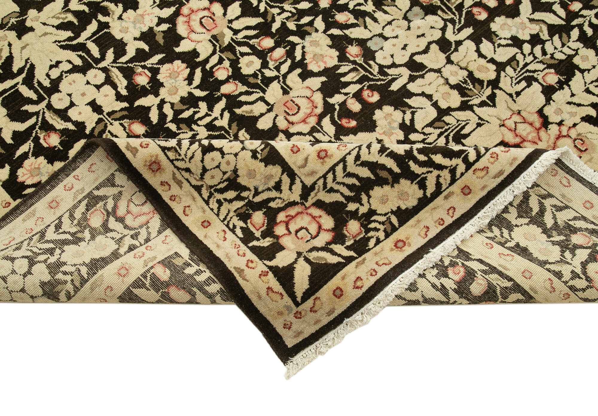 Handmade Wool Area Rug – Tebriz Classic Beige Cotton Wool Rug 12x14 Feet