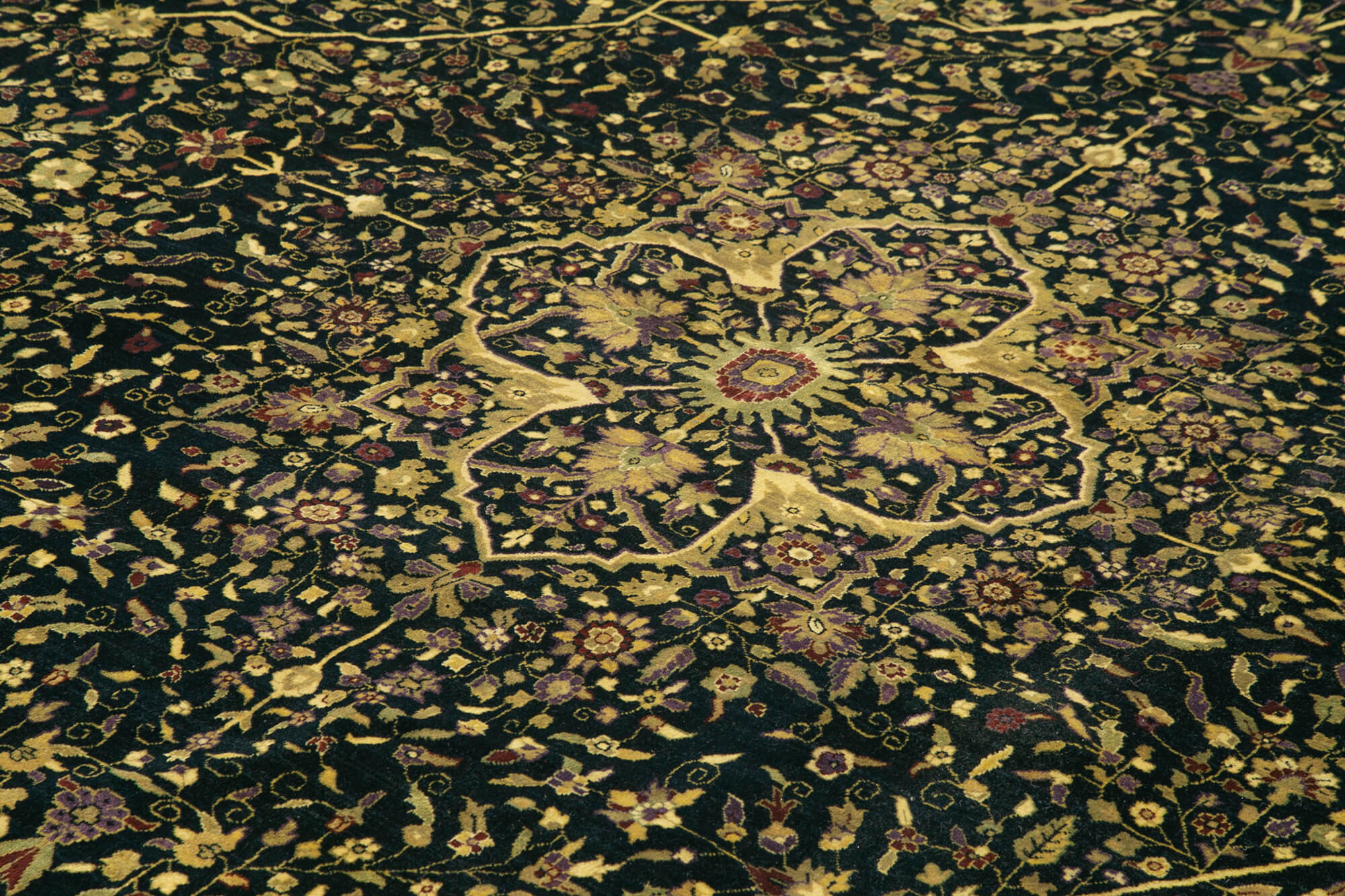 Handmade Wool Area Rug – Tebriz Yellow Classic Cotton Wool Carpet 9'9''x13'11''