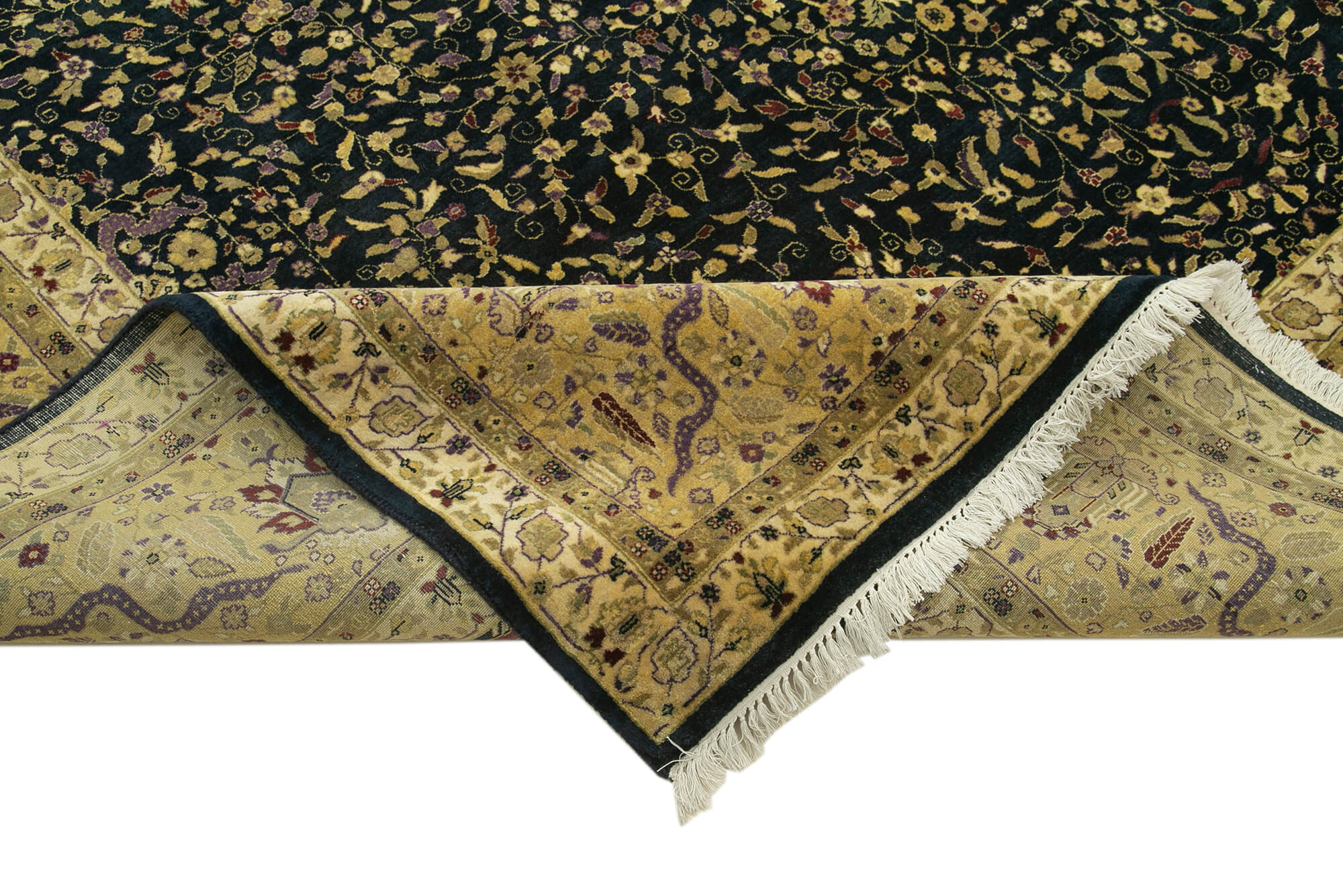 Handmade Wool Area Rug – Tebriz Yellow Classic Cotton Wool Carpet 9'9''x13'11''