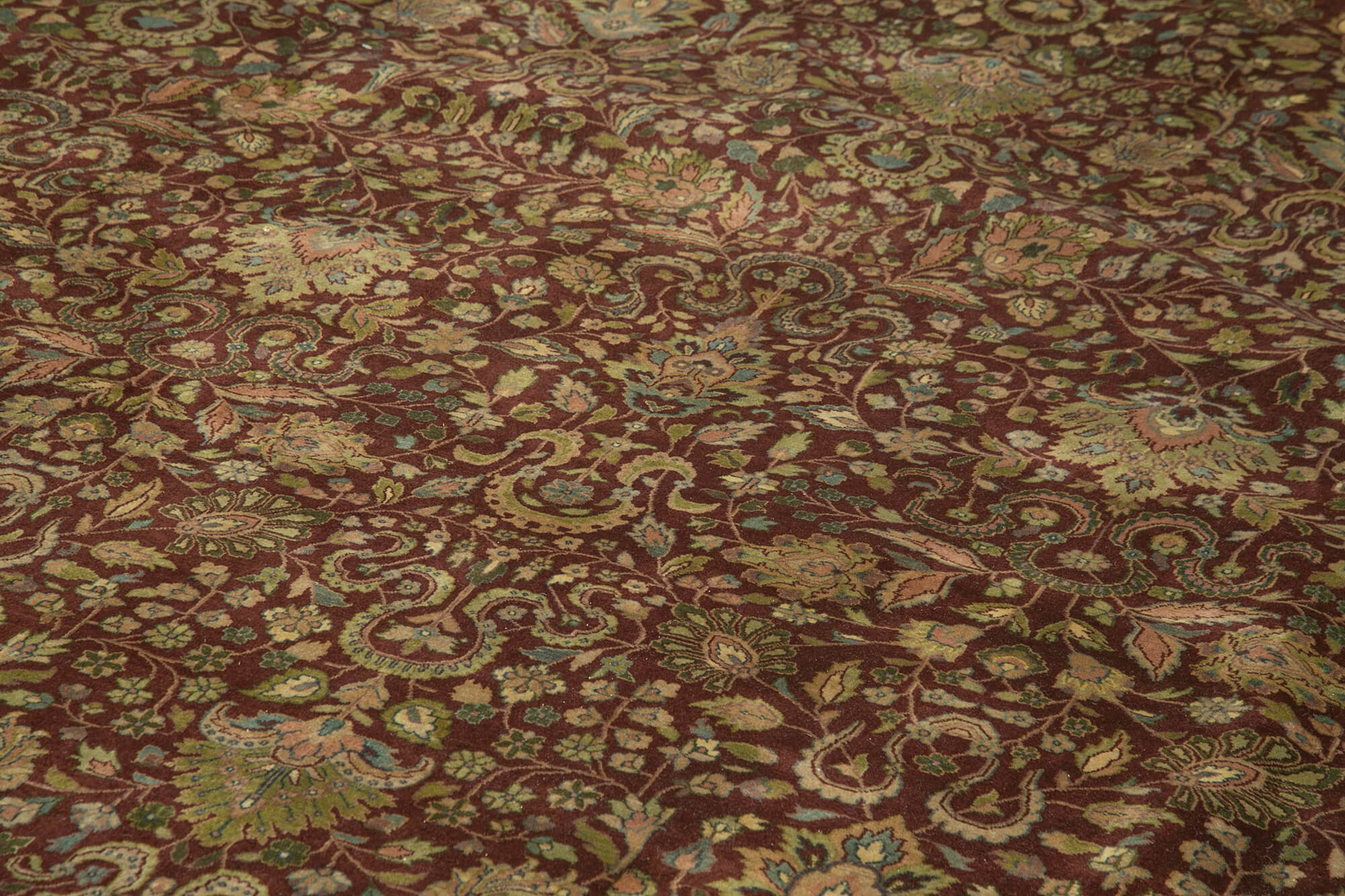 Handmade Wool Area Rug - Tebriz Brown Classic Cotton Wool Vintage Turkish Rug 11'8''x17'11''