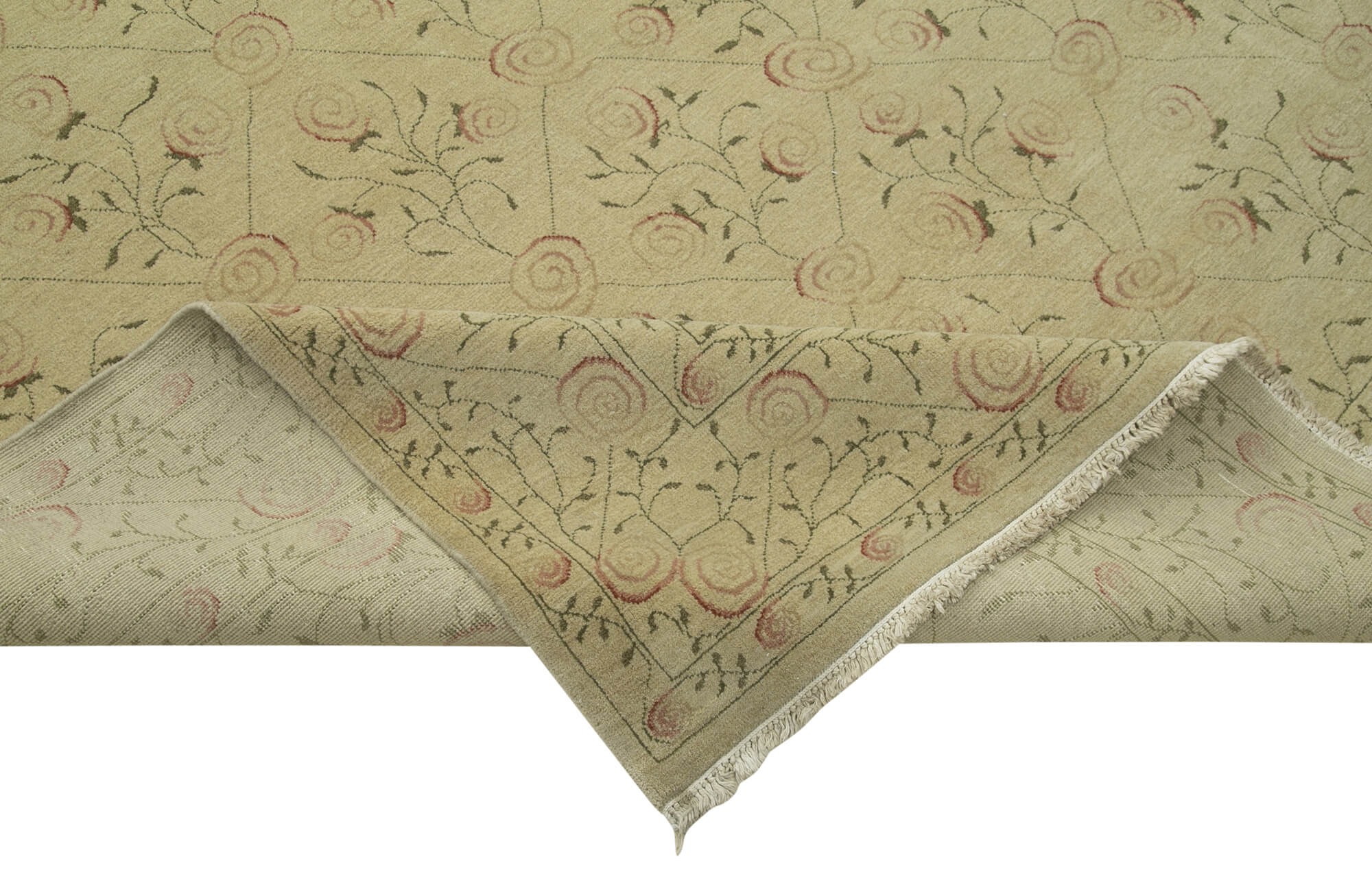 Handmade Area Rug - Tebriz Beige Classic Cotton Wool Rug 12'0'' x 15'1'' by Agacan