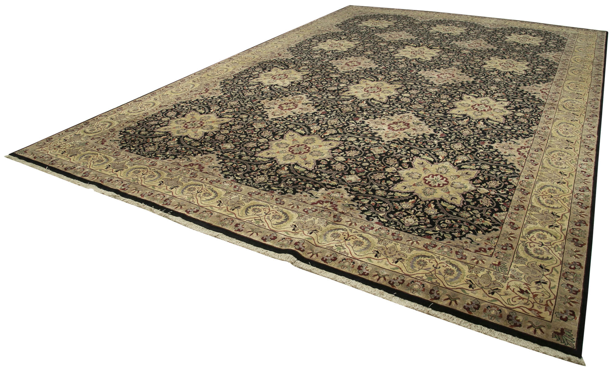 Handmade Wool Area Rug | Tebriz Classic Beige Cotton Wool Rug 11'9"x17'7"
