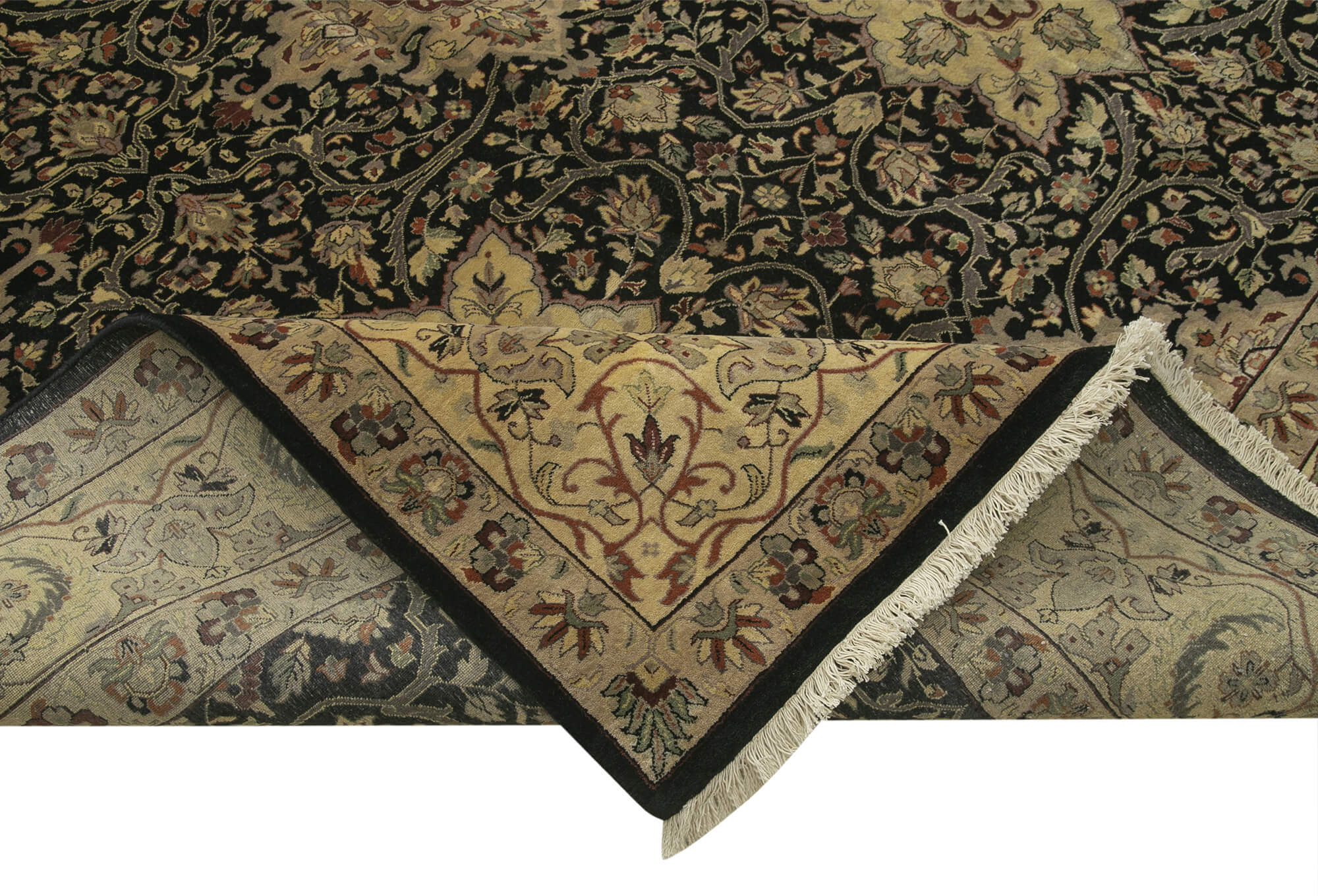 Handmade Wool Area Rug | Tebriz Classic Beige Cotton Wool Rug 11'9"x17'7"