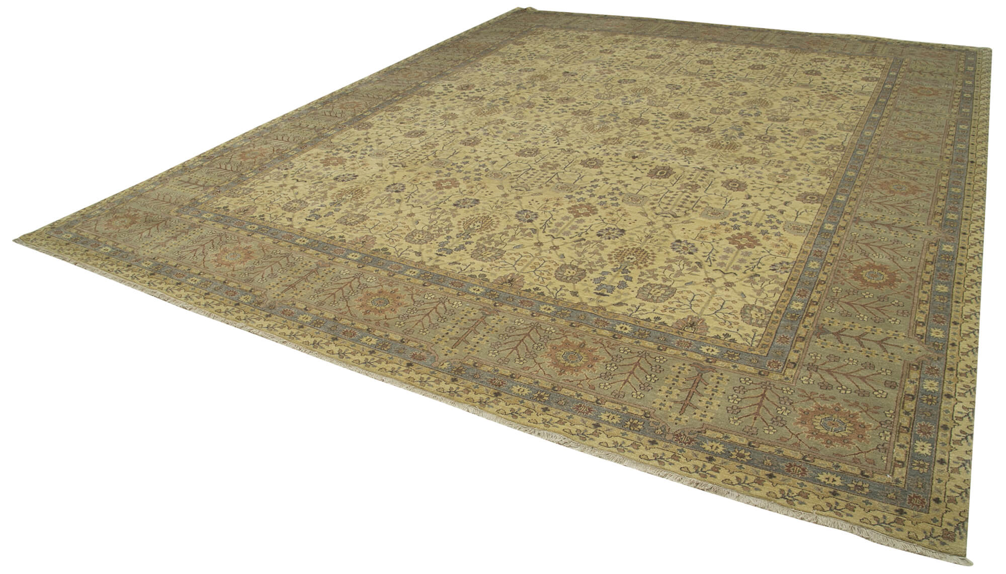 Handmade Wool Area Rug – Classic Beige Vintage Turkish Rug 12'3''x15'1'' by Agacan