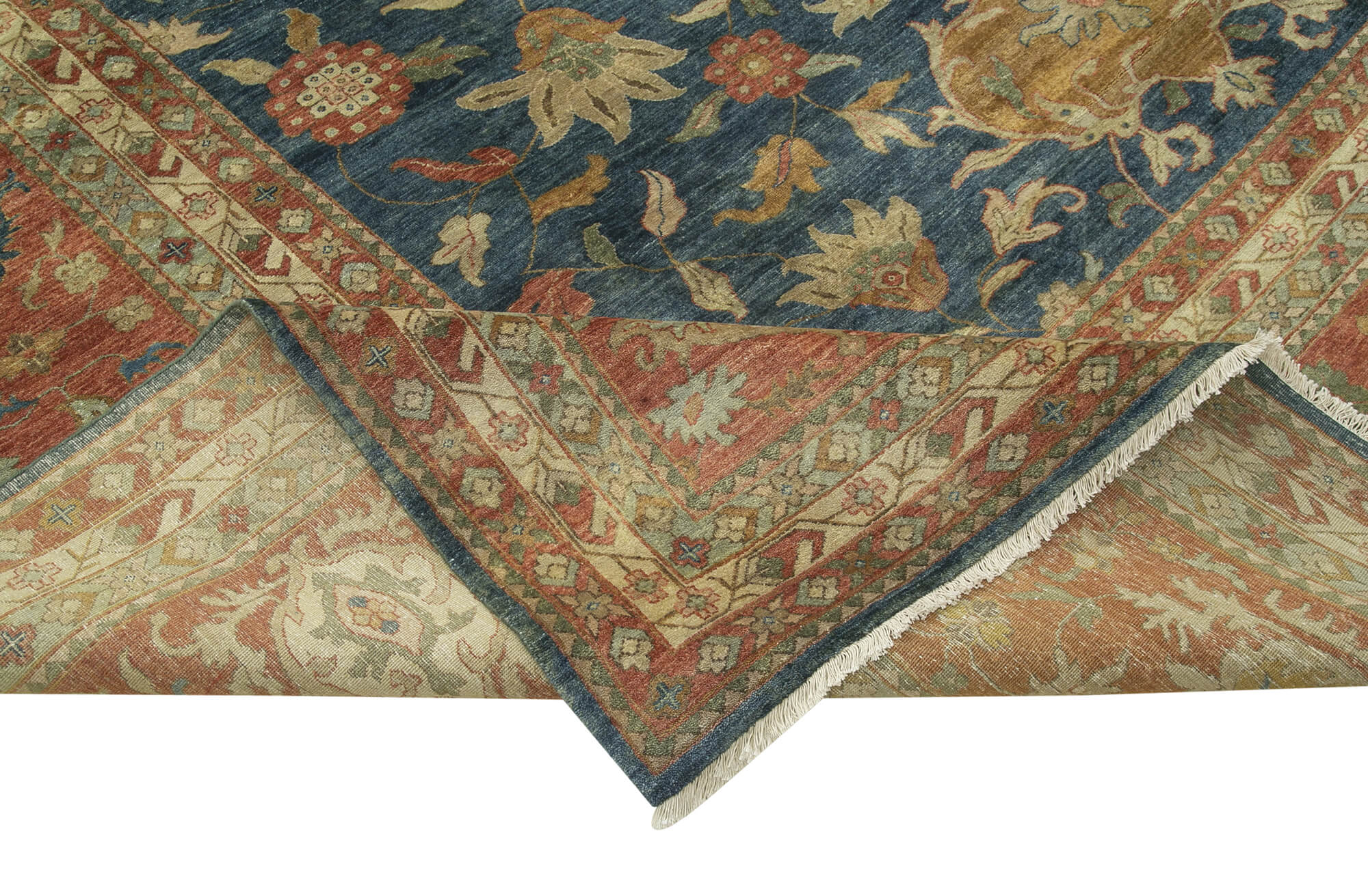 Handmade Wool Area Rug – Tebriz Classic Beige Cotton Wool Rug 12'0''x17'5''