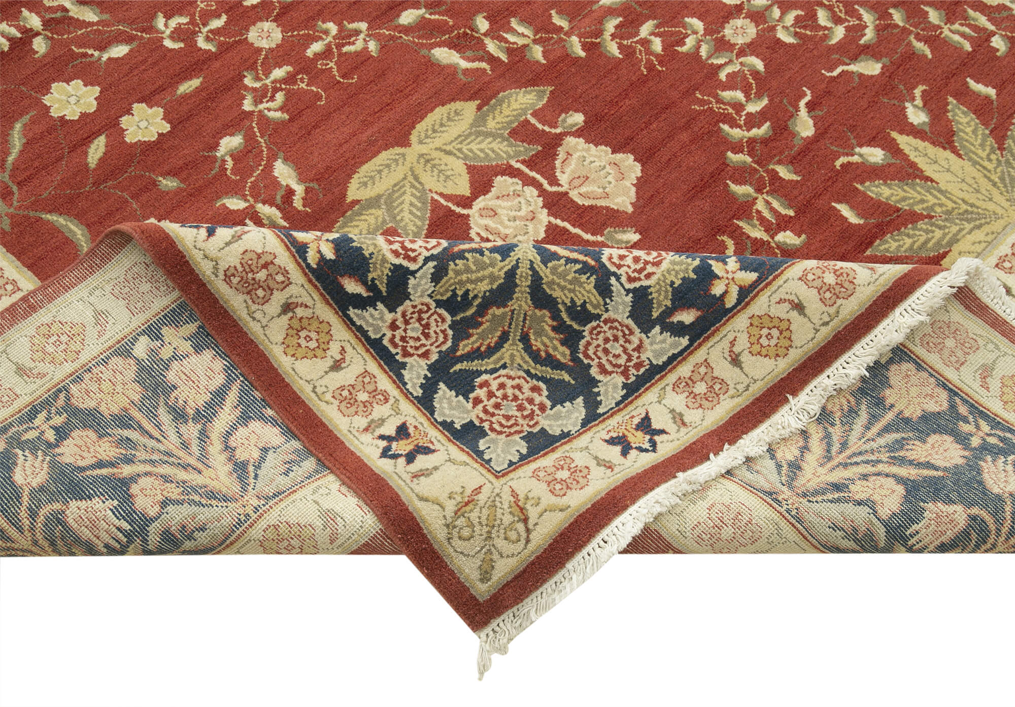 Handmade Wool Area Rug – Tebriz Classic Beige Cotton Wool Rug 11'5''x16'6''