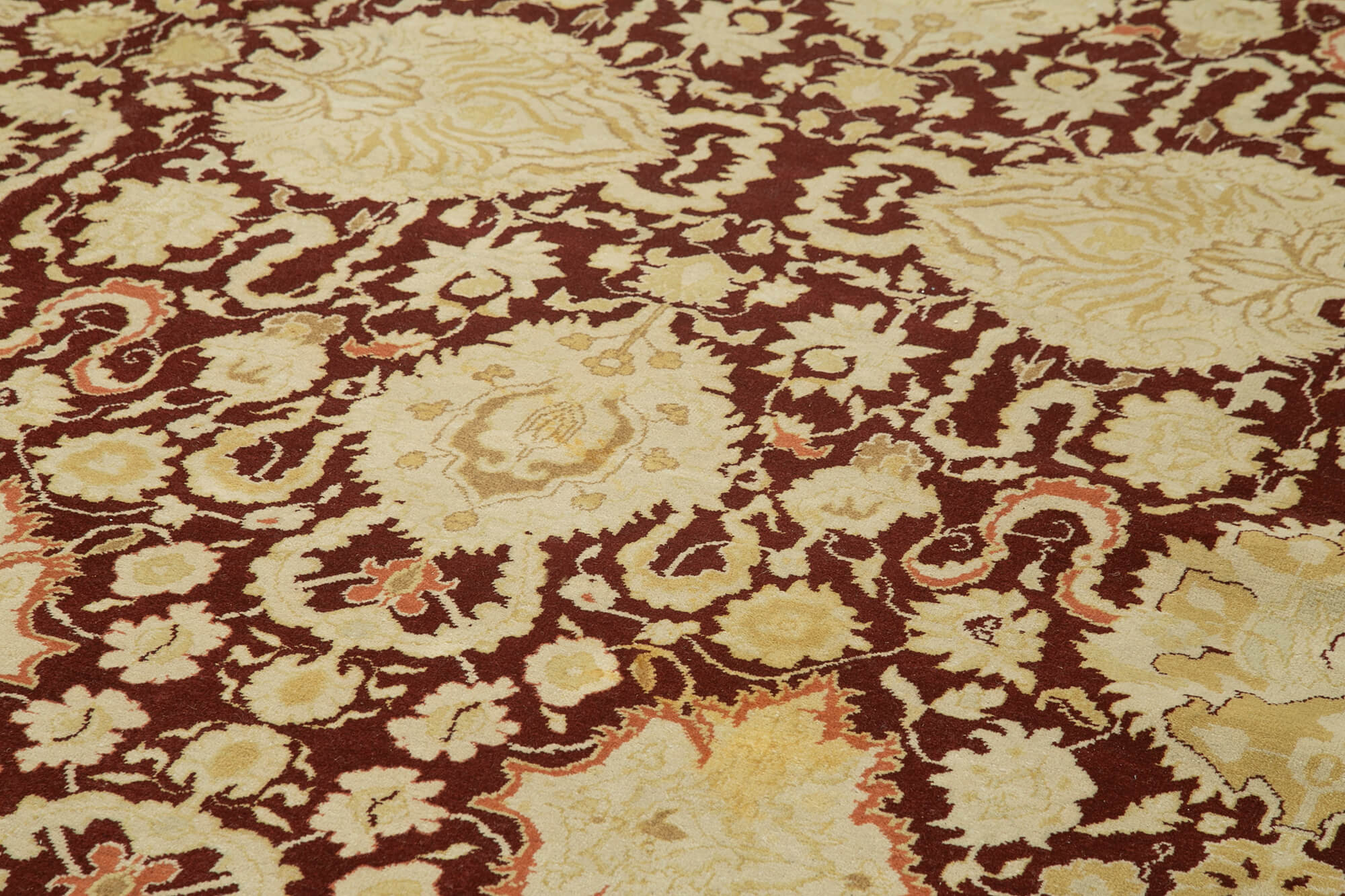 Handmade Wool Area Rug – Classic Beige Carpet 13'0'' x 18'9'' Durable Cotton Wool Rug