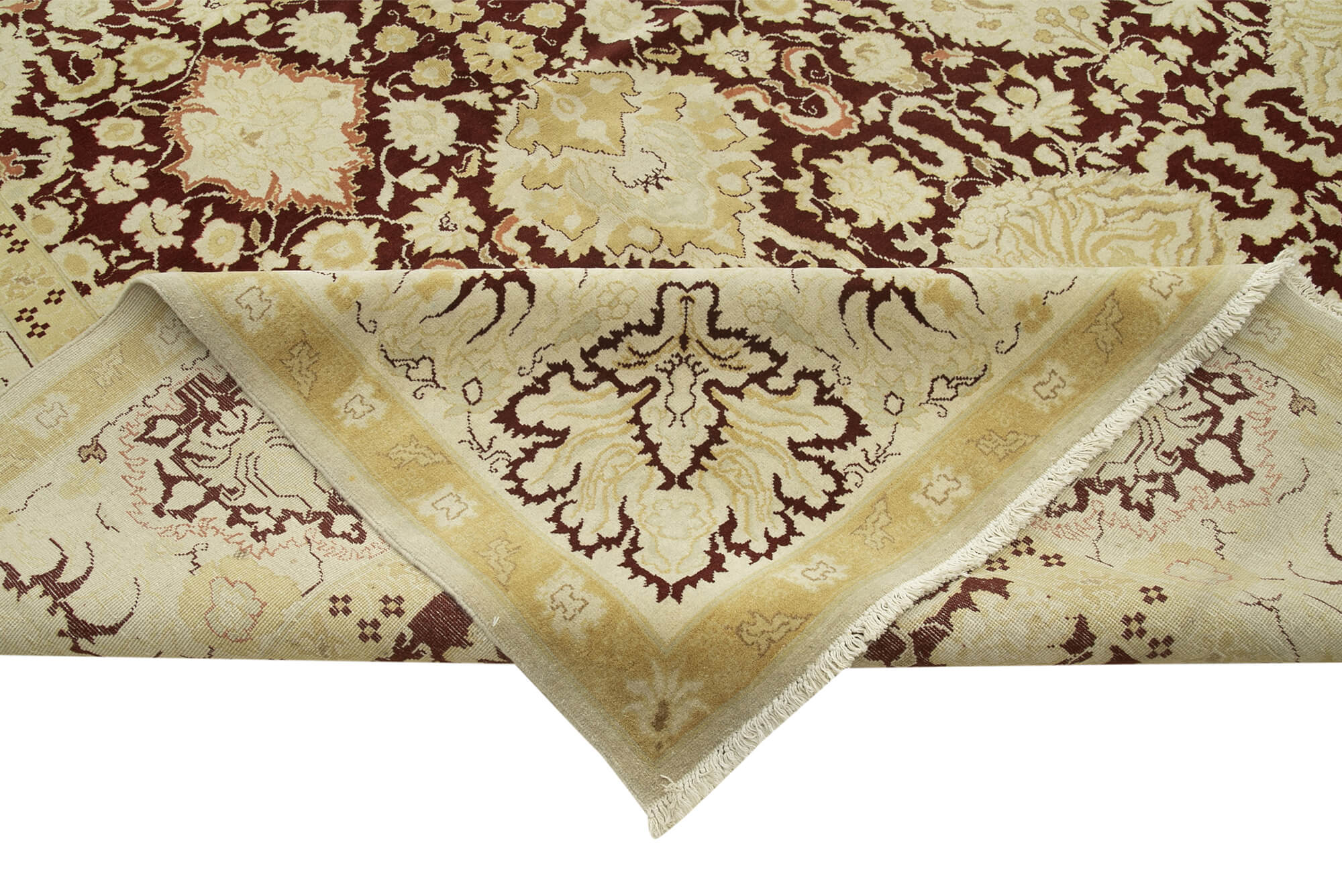 Handmade Wool Area Rug – Classic Beige Carpet 13'0'' x 18'9'' Durable Cotton Wool Rug