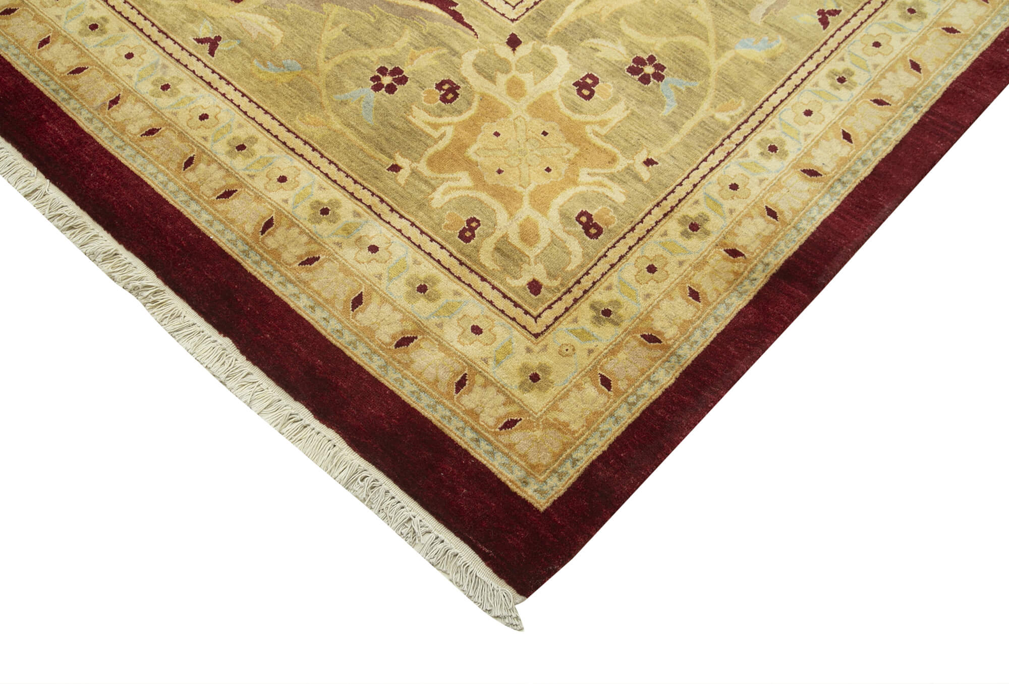 Handmade Wool Area Rug – Tebriz Classic Beige Carpet, Cotton Wool Rug 11'11"x15'5"