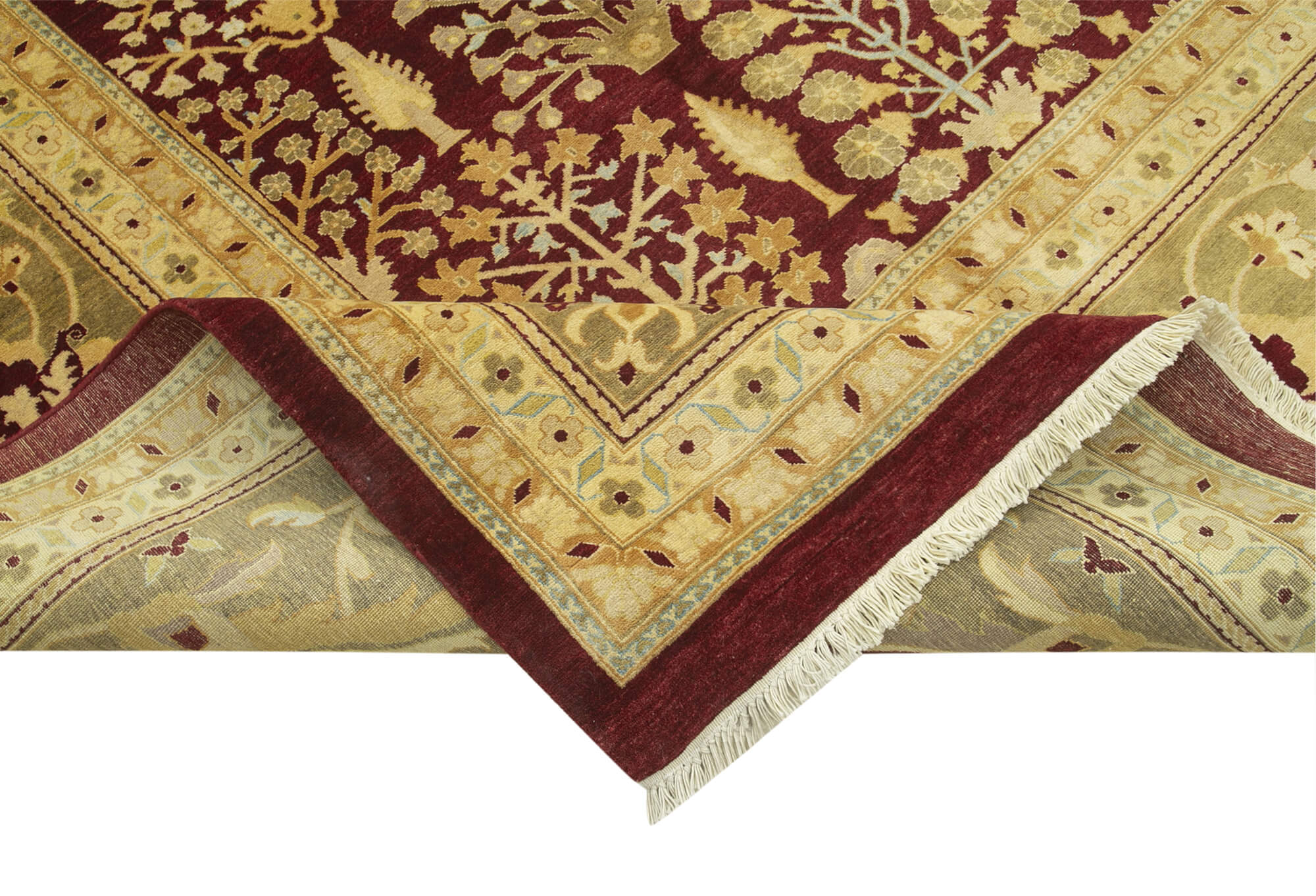 Handmade Wool Area Rug – Tebriz Classic Beige Carpet, Cotton Wool Rug 11'11"x15'5"
