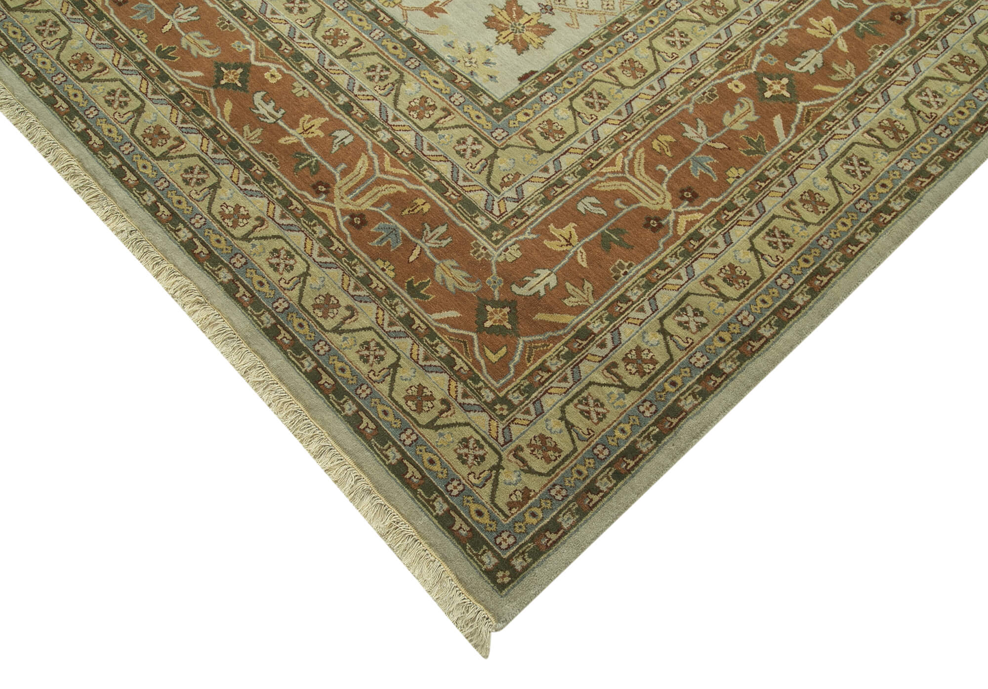 Handmade Wool Area Rug | Tebriz Vintage Turkish Classic Beige Cotton Carpet