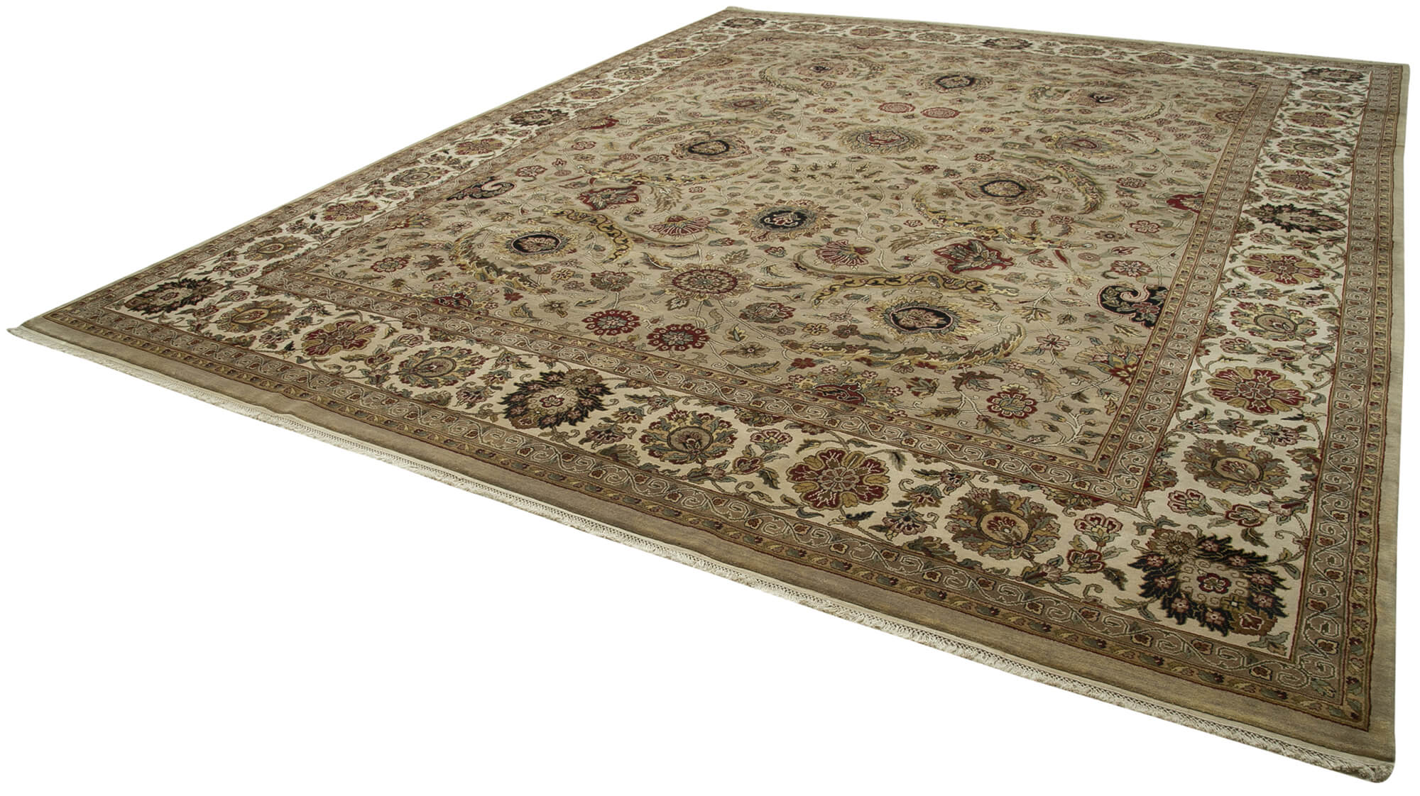 Handmade Wool Area Rug – Classic Beige Carpet 12x15 Feet | Turkish Hand Knotted Vintage Woven