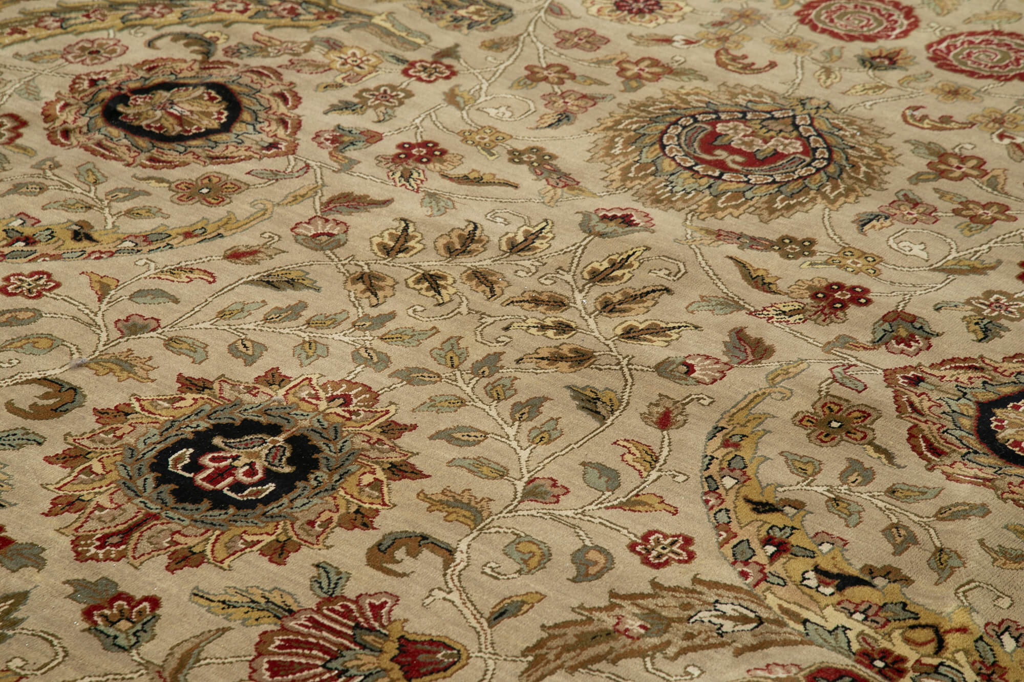 Handmade Wool Area Rug – Classic Beige Carpet 12x15 Feet | Turkish Hand Knotted Vintage Woven