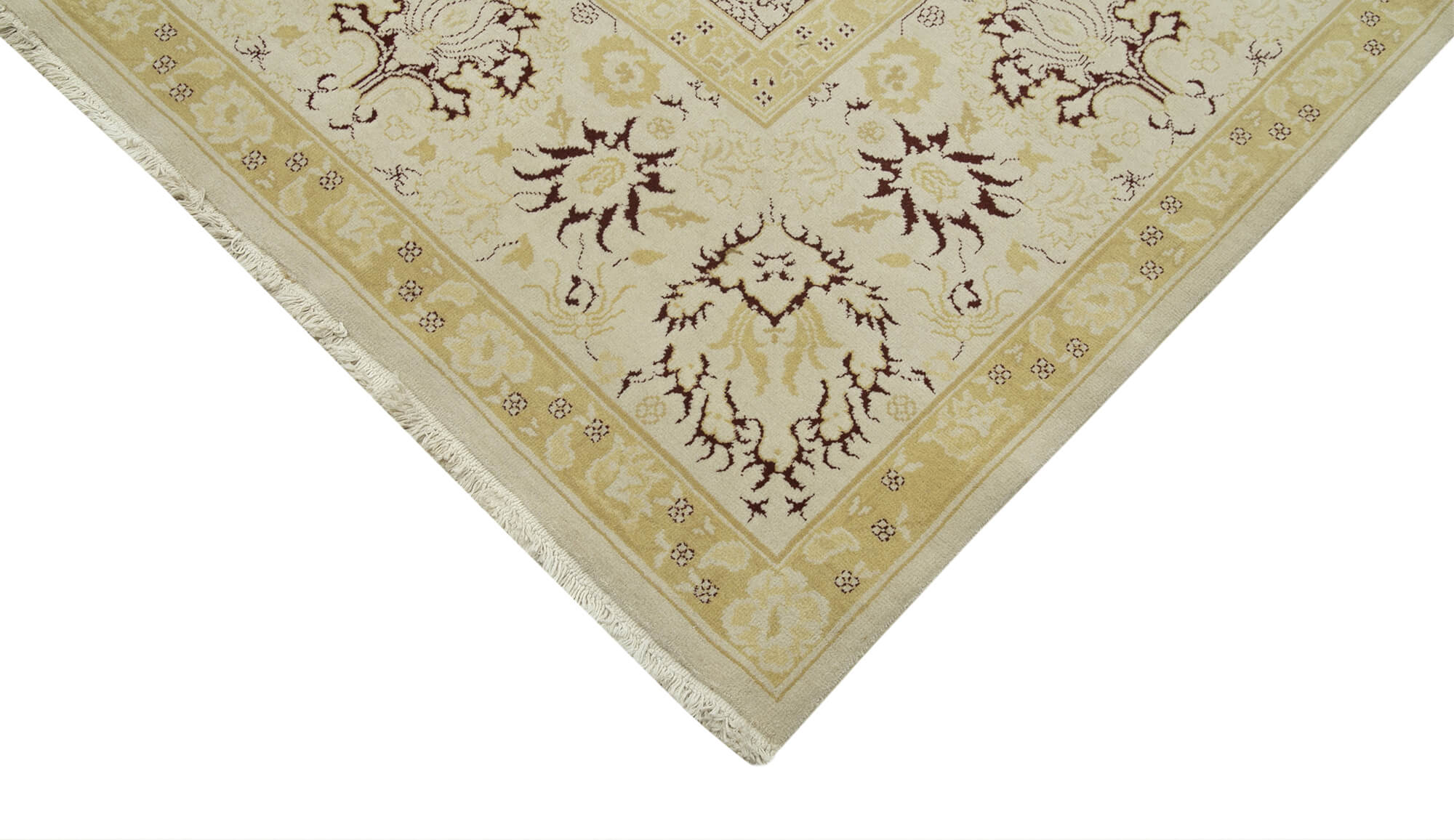 Handmade Wool Area Rug – Tebriz Classic Beige Cotton Wool Carpet 11'11" x 15'0"