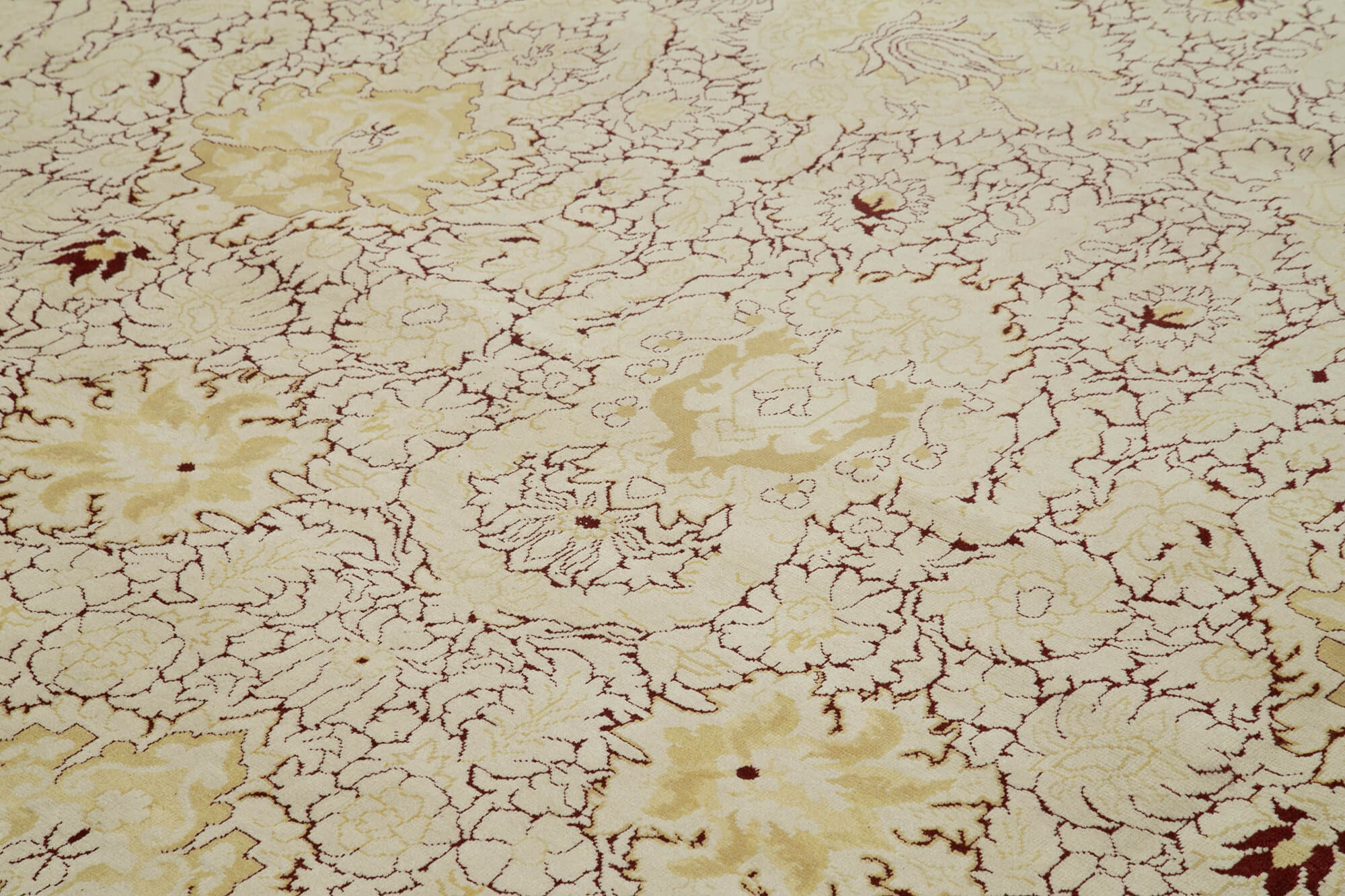 Handmade Wool Area Rug – Tebriz Classic Beige Cotton Wool Carpet 11'11" x 15'0"