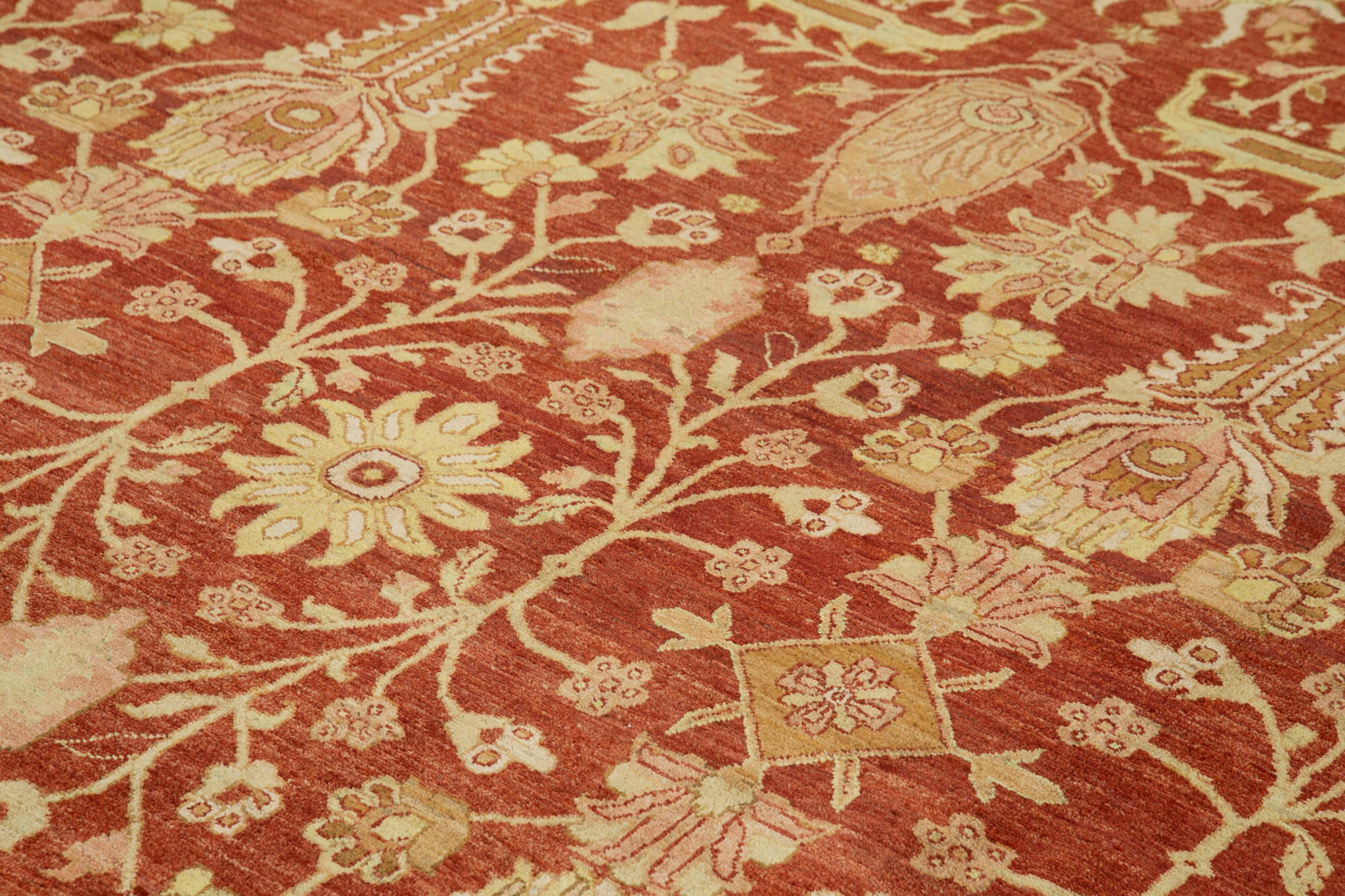 Handmade Wool Area Rug – Tebriz Red Classic Cotton Wool Rug 12'x14'7''