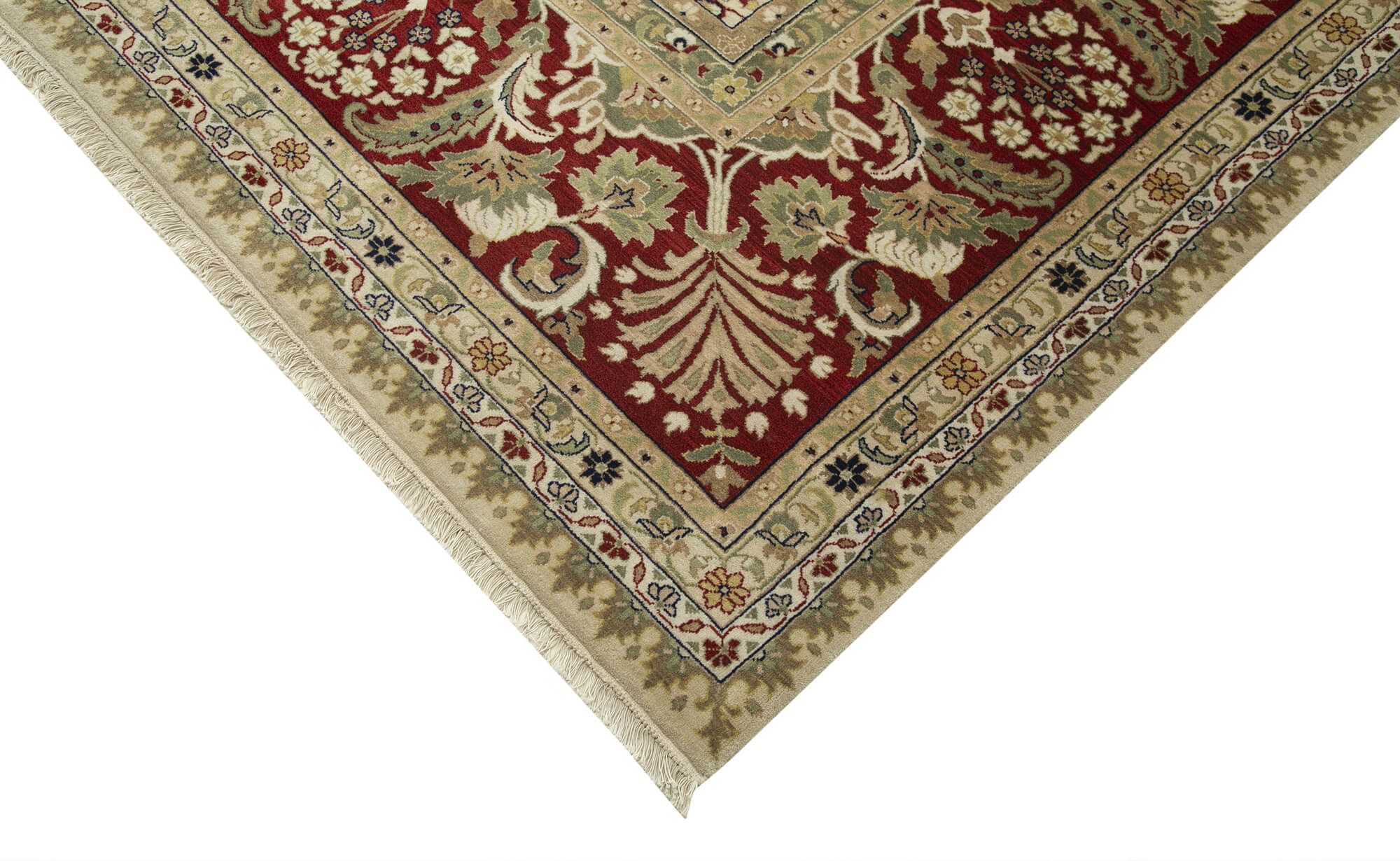 Handmade Wool Area Rug – Tebriz Classic Beige Cotton Wool Rug 12'1''x15'1''