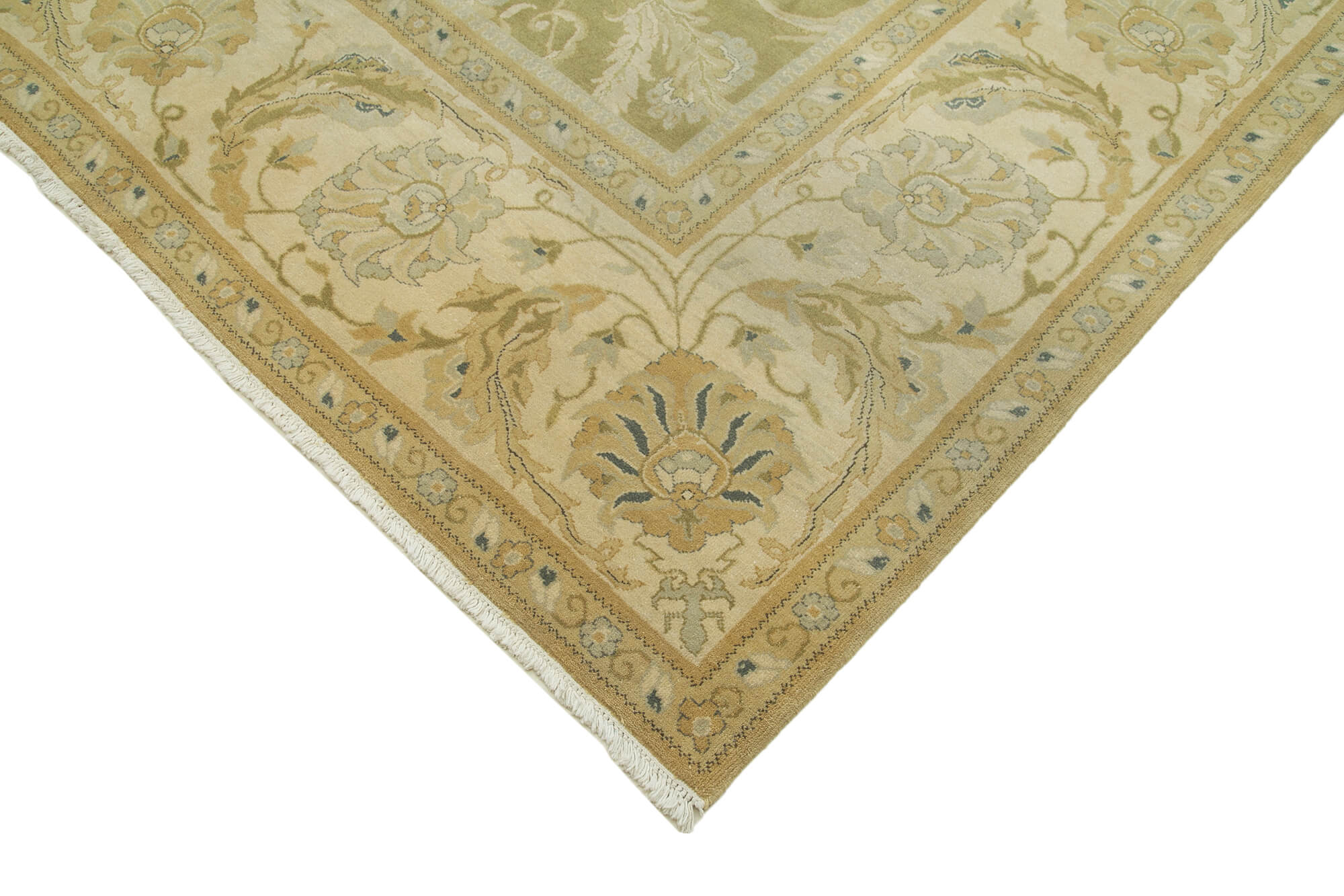 Handmade Wool Area Rug – Classic Beige Turkish Vintage Rug 12'0''x14'11''