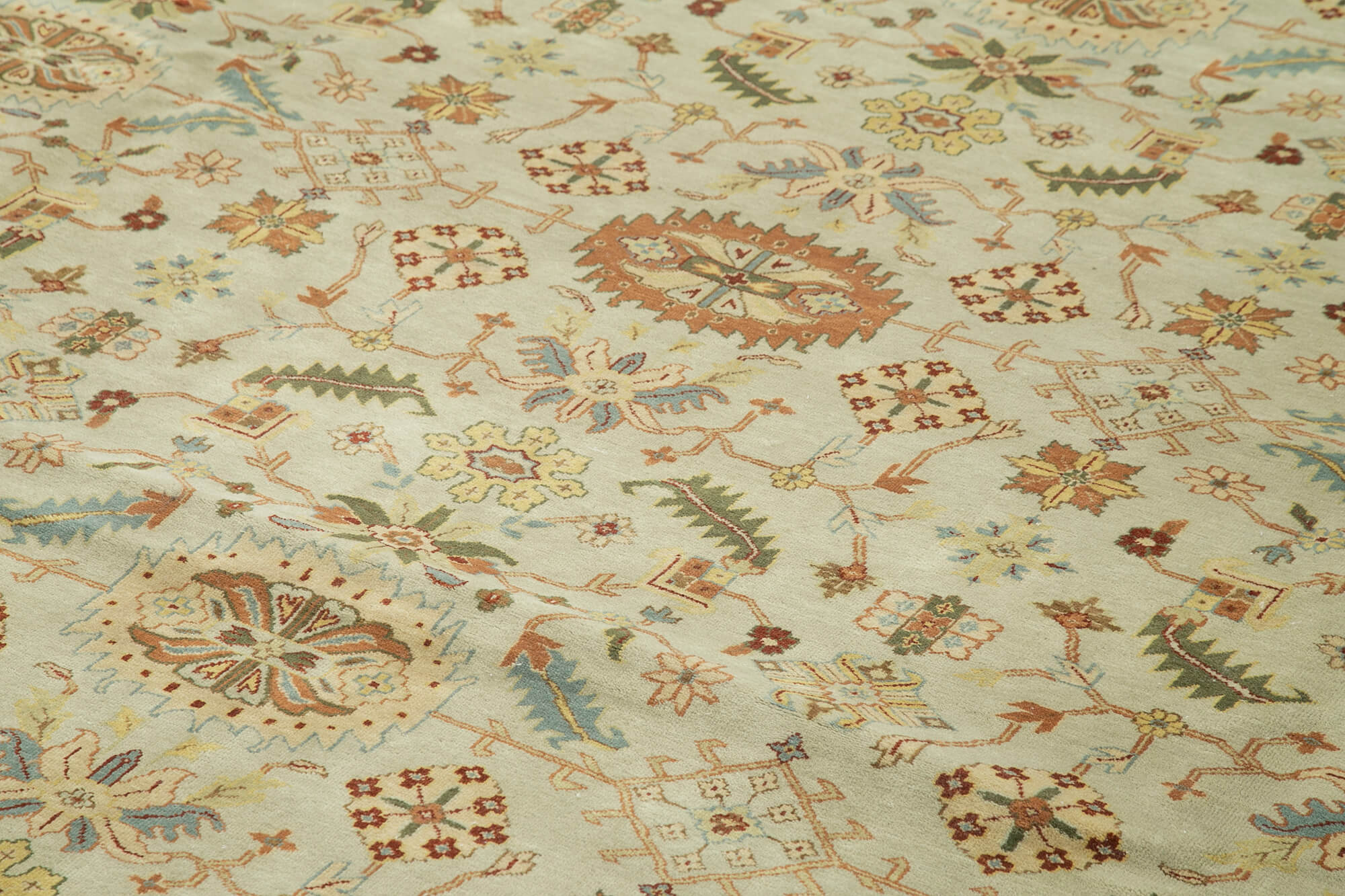 Handmade Wool Area Rug – Traditional Hand Knotted Classic Green Rug, Soft Woolen Floor Cover