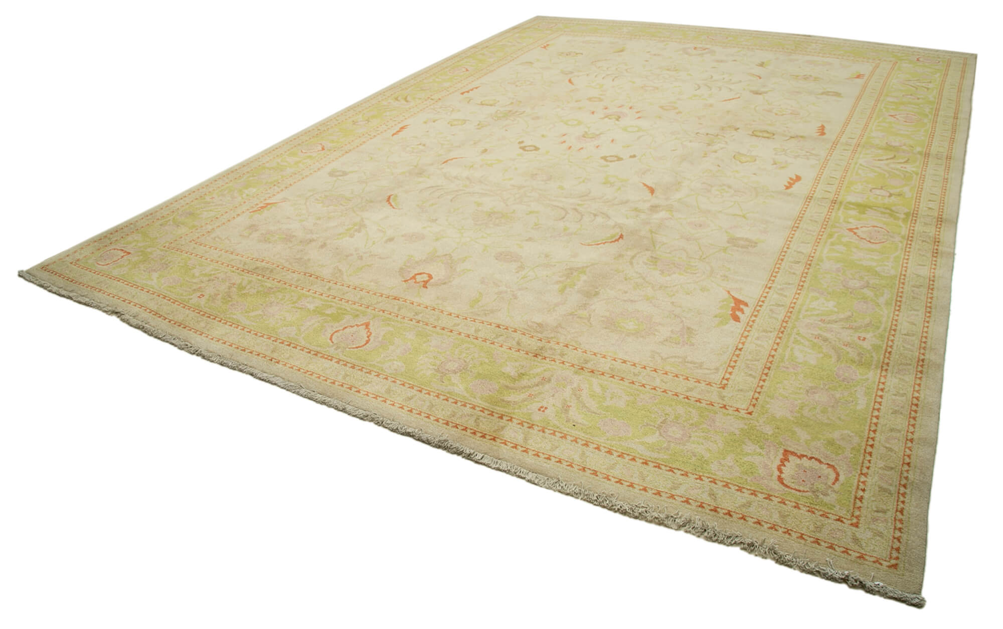 Handmade Wool Area Rug | Tebriz Beige Classic Style Cotton & Wool Carpet
