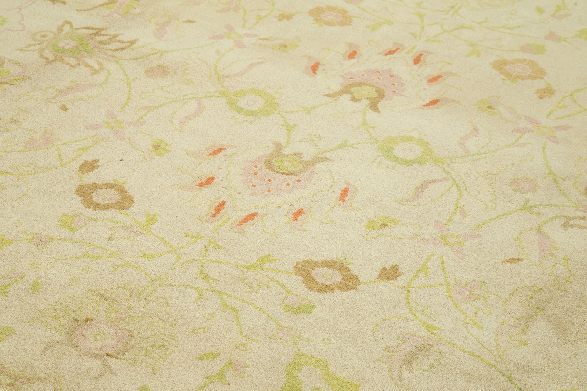 Handmade Wool Area Rug | Tebriz Beige Classic Style Cotton & Wool Carpet