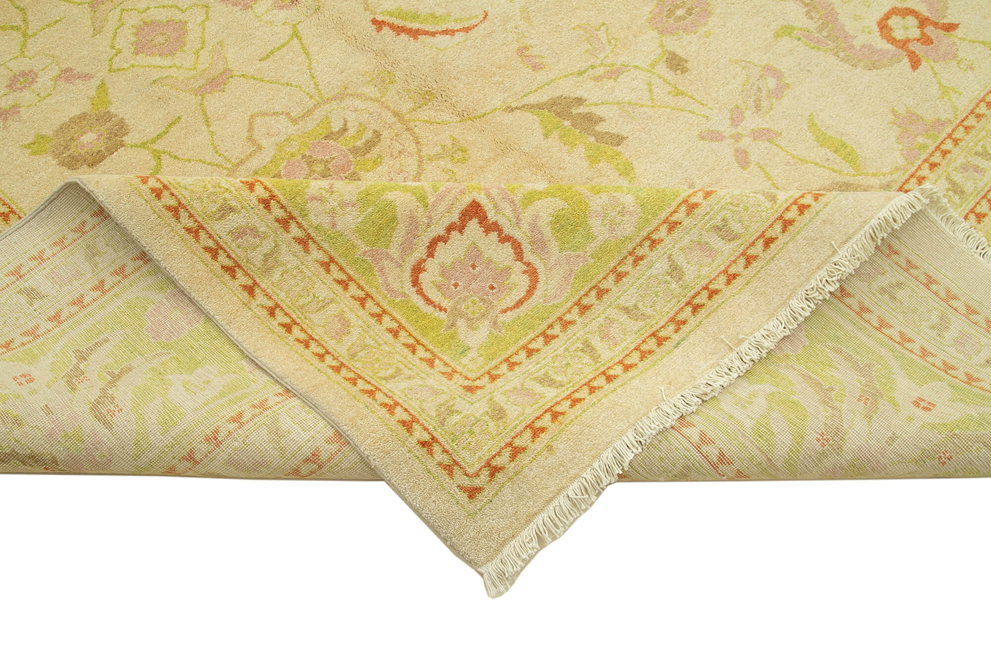 Handmade Wool Area Rug | Tebriz Beige Classic Style Cotton & Wool Carpet