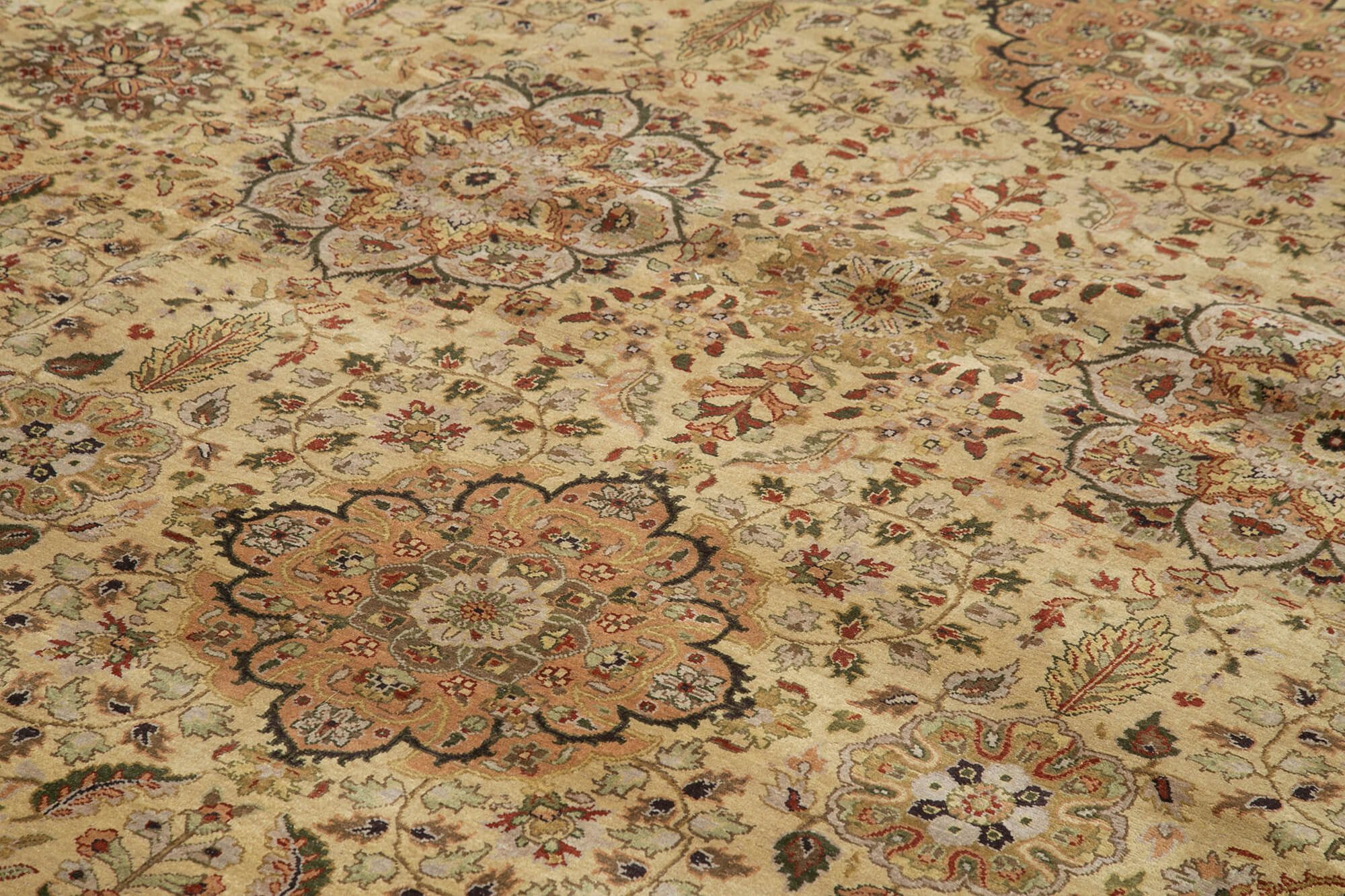 Handmade Wool Area Rug - Tebriz Classic Brown Cotton Wool Rug 12'2''x18'8''
