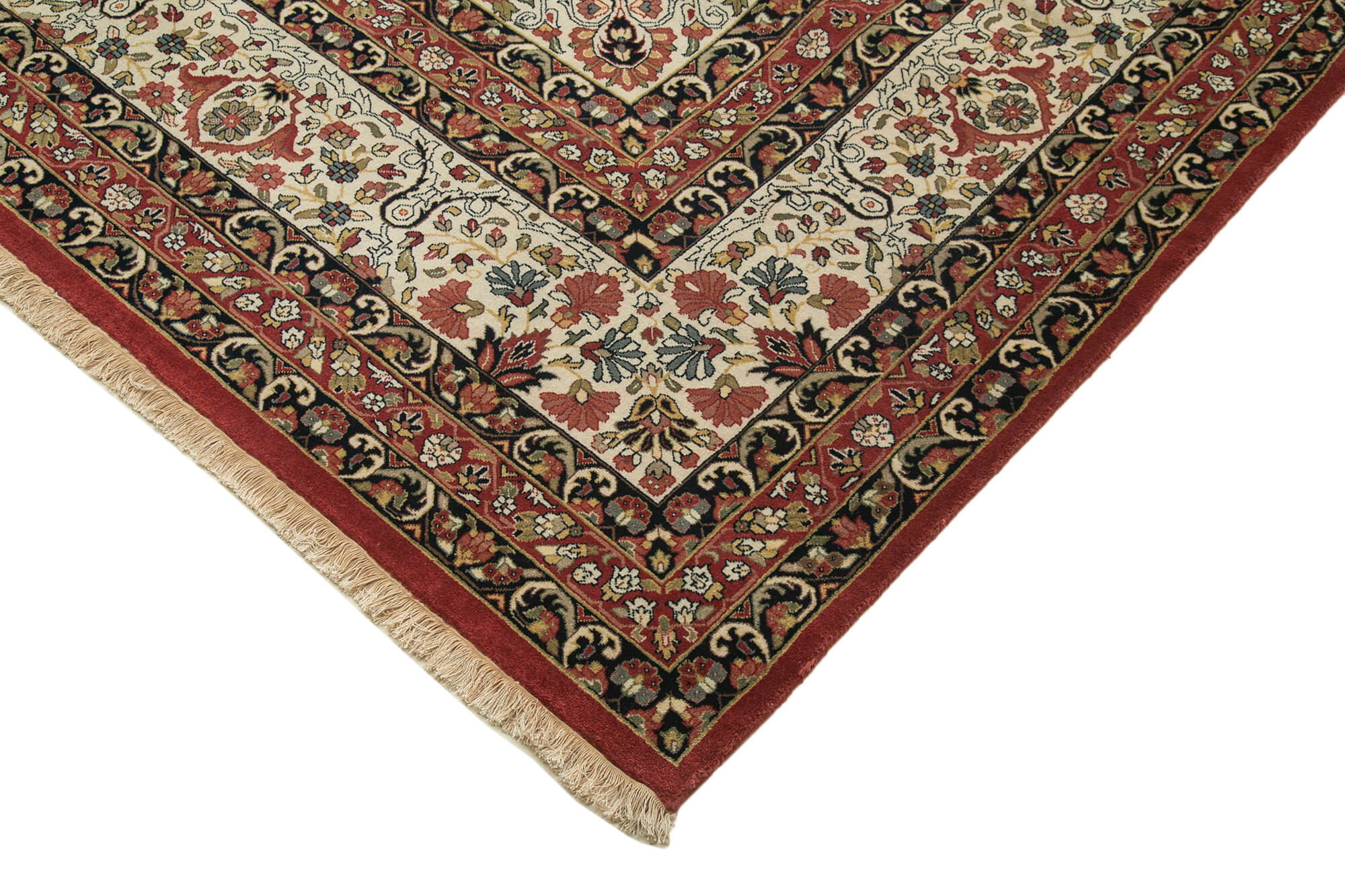 Handmade Wool Area Rug – Tebriz Classic Beige Cotton Wool Rug 12'2''x18'0''