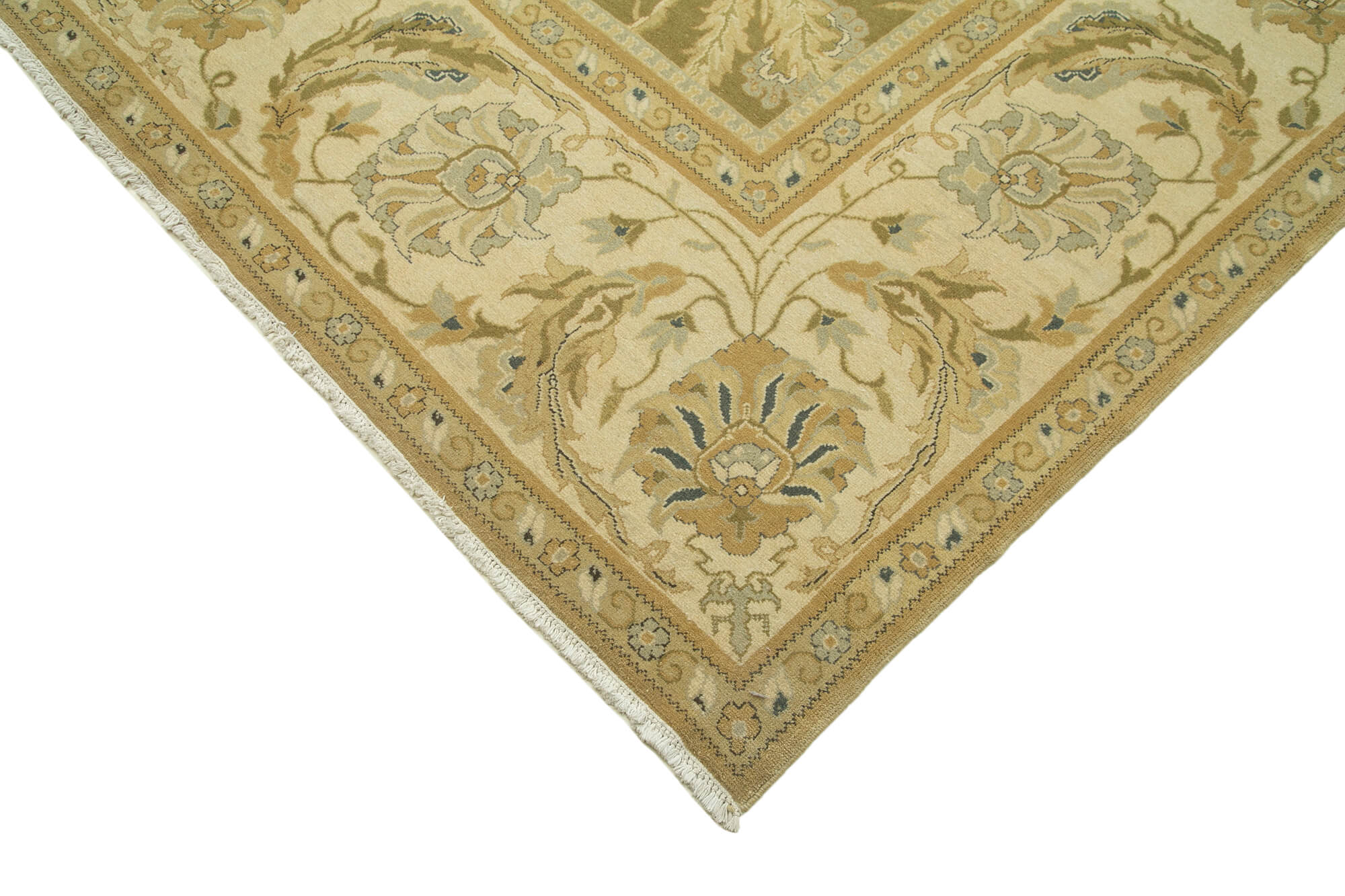 Handmade Wool Area Rug – Tebriz Classic Beige Cotton Wool Carpet 11'9''x15'10''