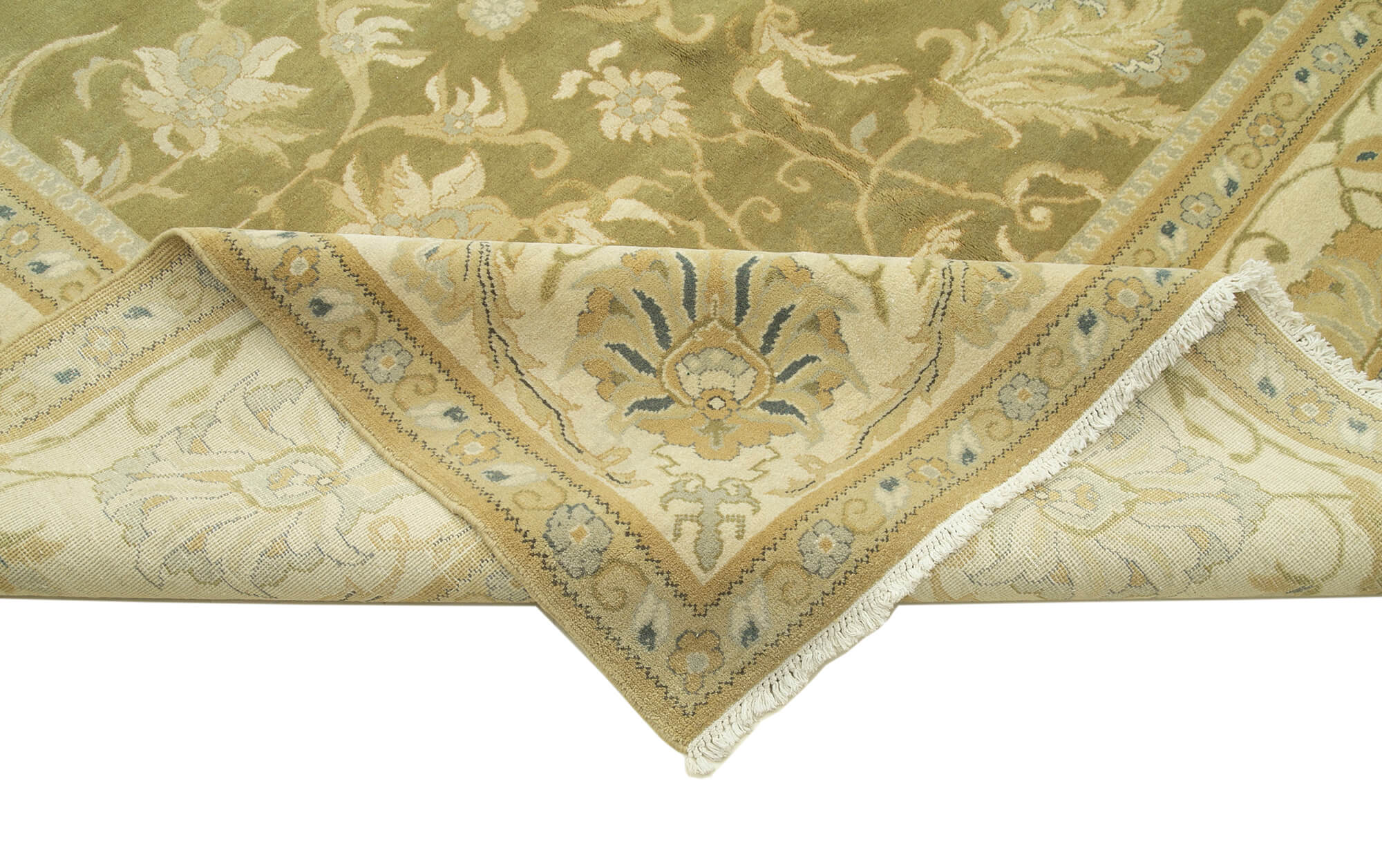 Handmade Wool Area Rug – Tebriz Classic Beige Cotton Wool Carpet 11'9''x15'10''