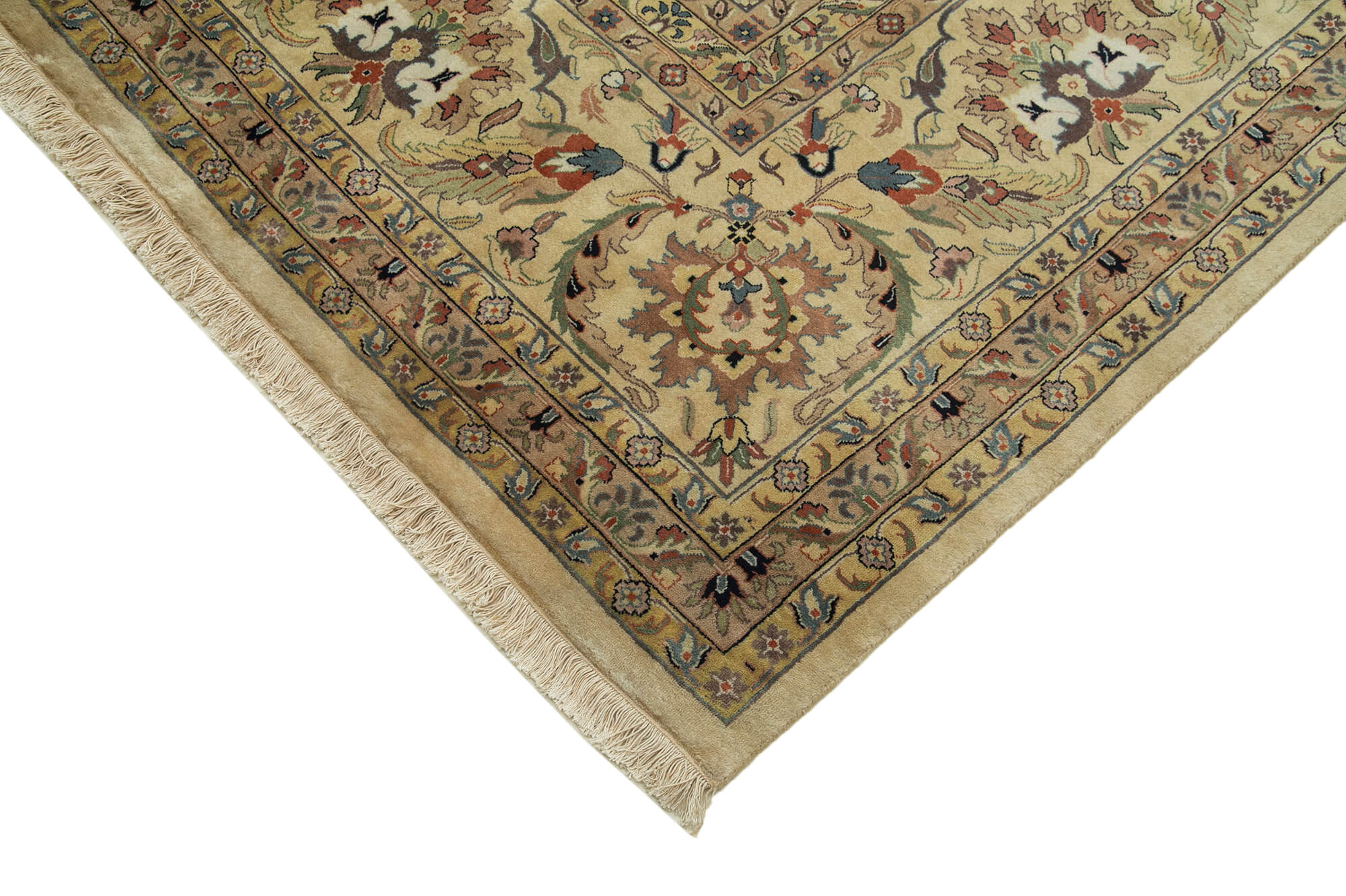 Handmade Wool Area Rug – Classic Beige Vintage Turkish Carpet 12'x15' Cotton Wool
