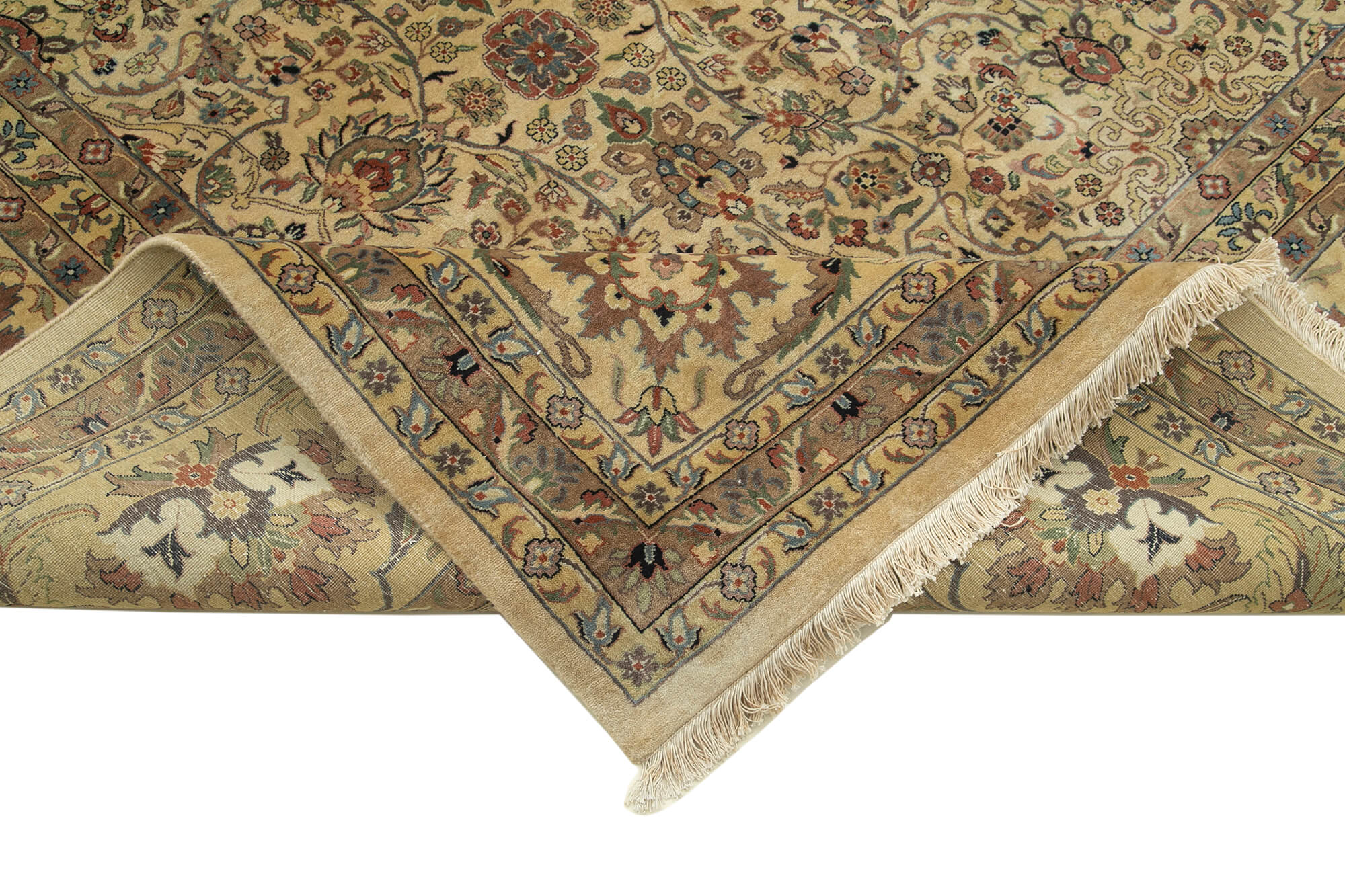 Handmade Wool Area Rug – Classic Beige Vintage Turkish Carpet 12'x15' Cotton Wool