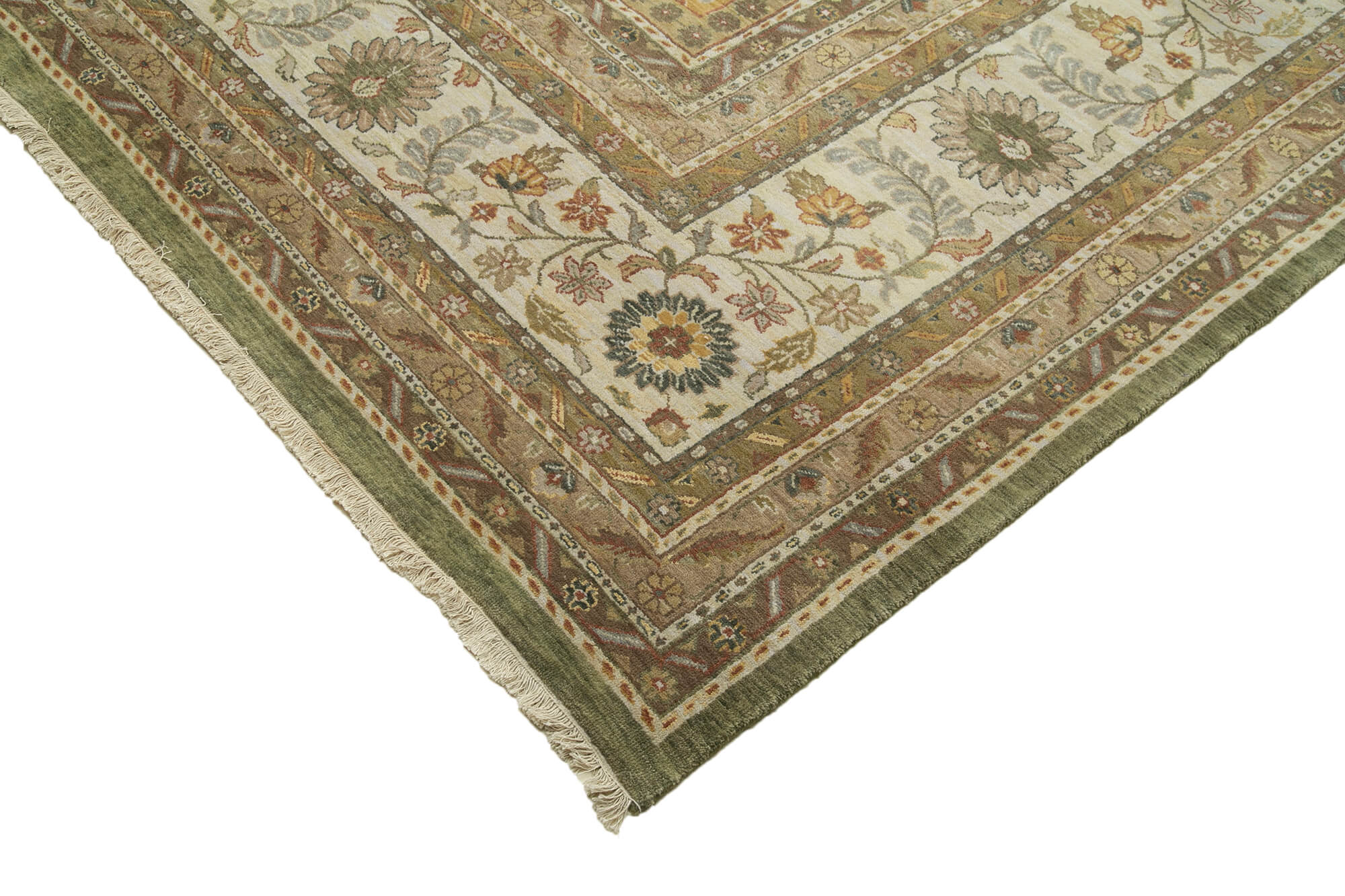 Handmade Wool Area Rug – Tebriz Beige Classic Cotton Rug 12'0''x18'2'' | Turkish Vintage