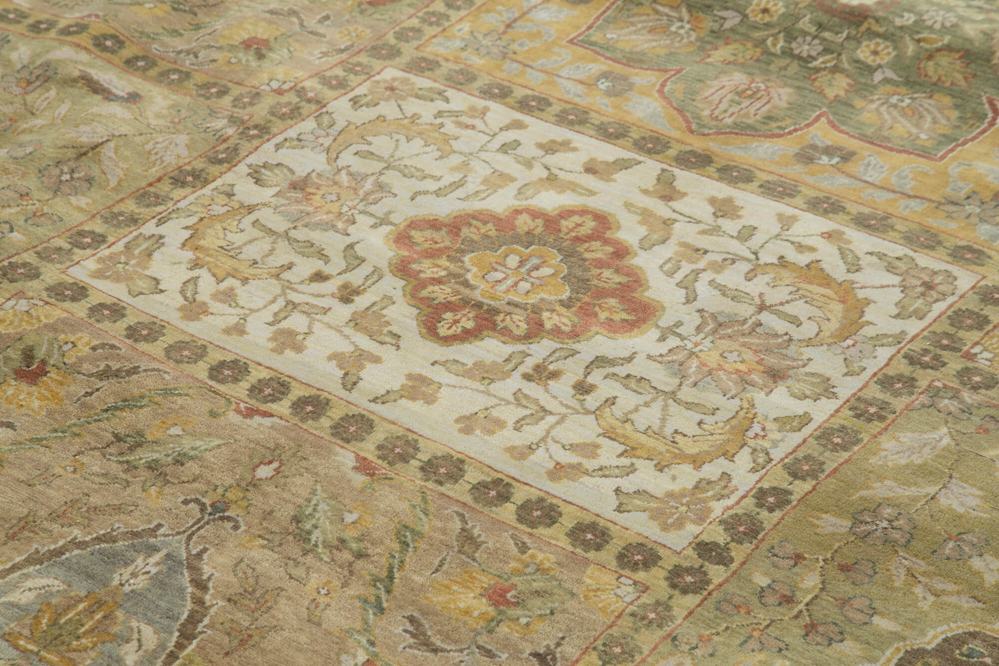 Handmade Wool Area Rug – Tebriz Beige Classic Cotton Rug 12'0''x18'2'' | Turkish Vintage