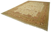Handmade Wool Area Rug – Tebriz Classic Beige Cotton Wool Rug 12'2''x17'4''