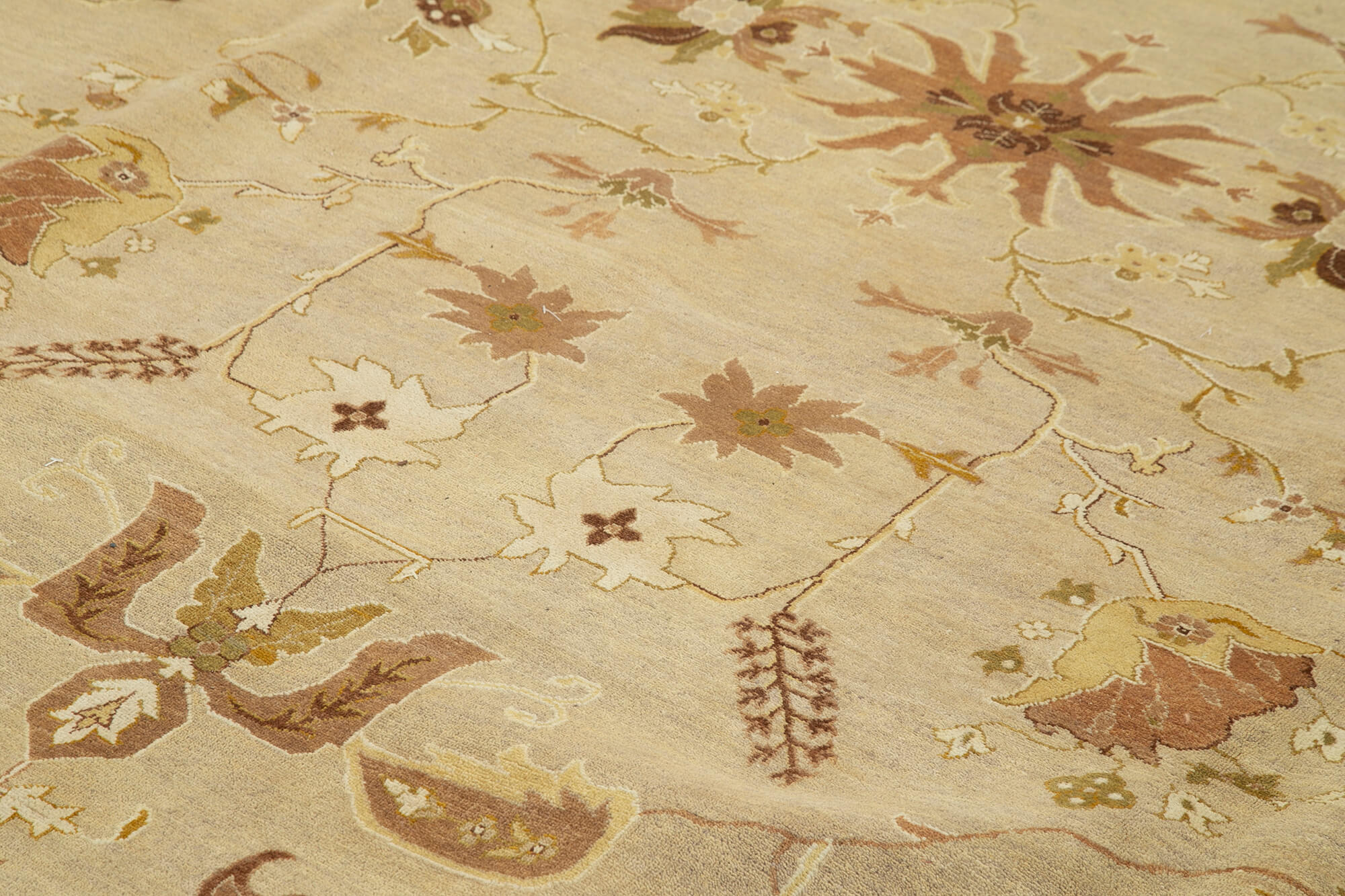 Handmade Wool Area Rug – Tebriz Classic Beige Cotton Wool Rug 12'2''x17'4''