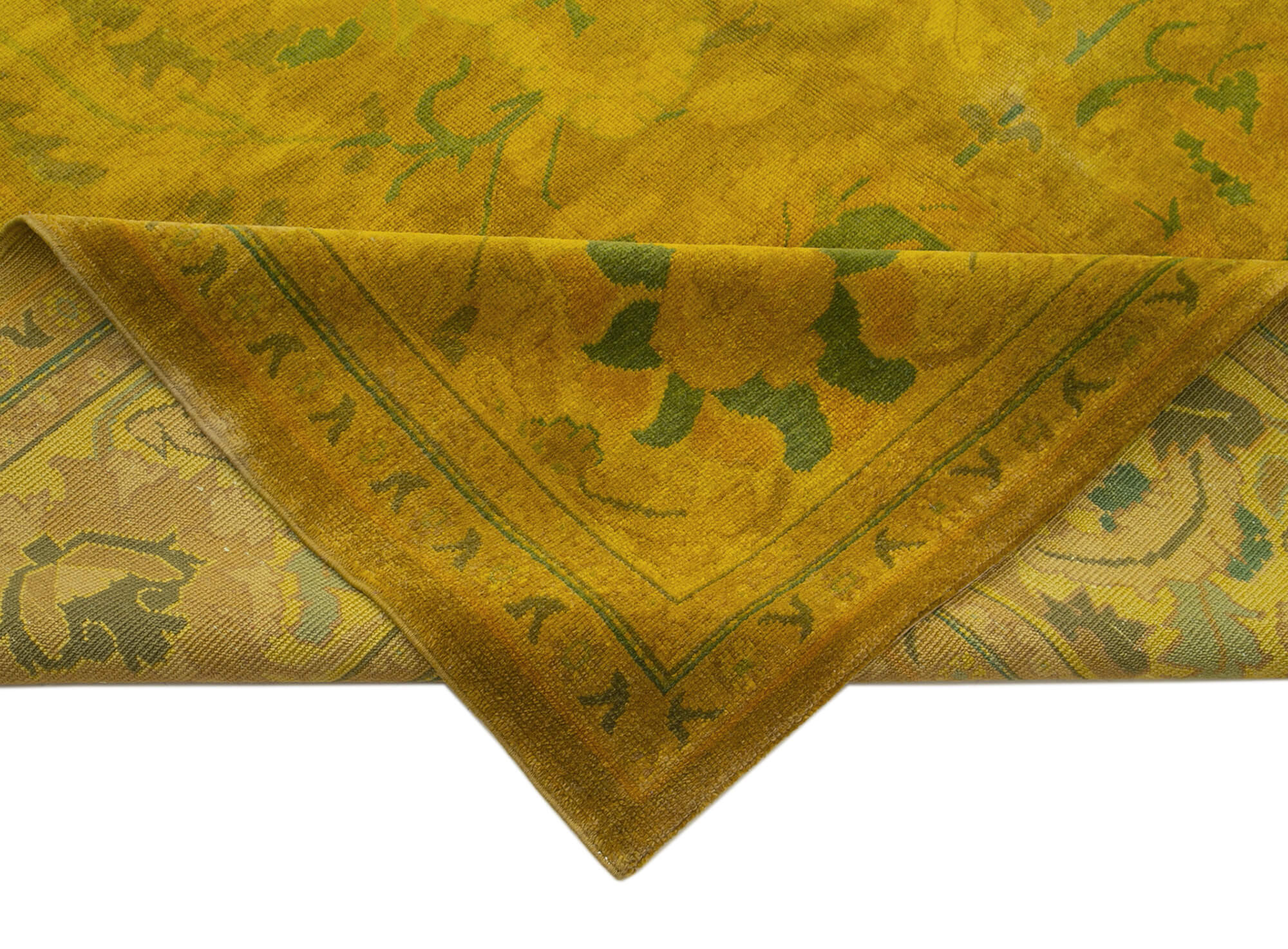 Handmade Wool Area Rug – Tebriz Classic Yellow Turkish Vintage Carpet 11'9''x14'10''