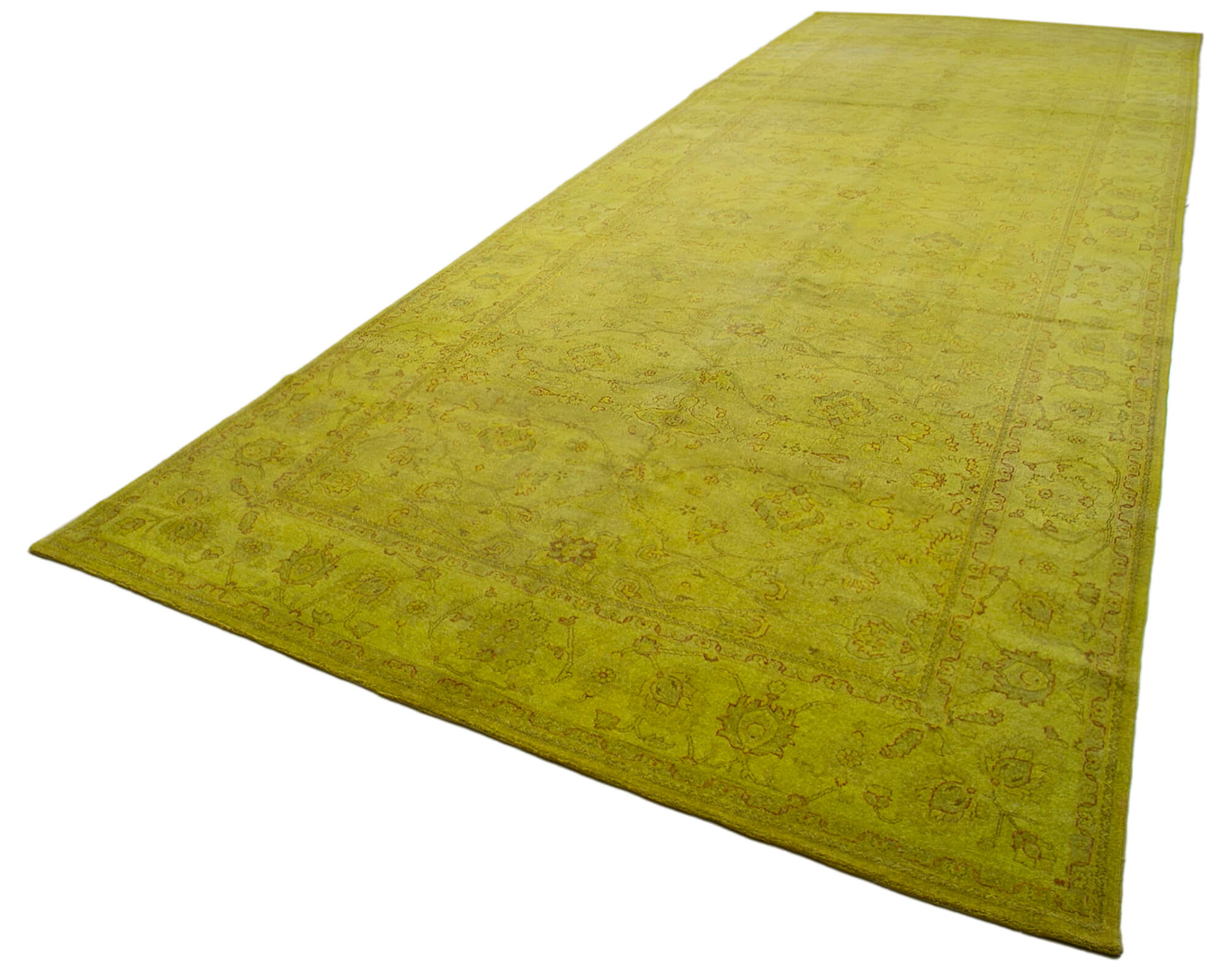 Handmade Wool Area Rug – Tebriz Classic Yellow Cotton Wool Carpet 7'10''x21'1''