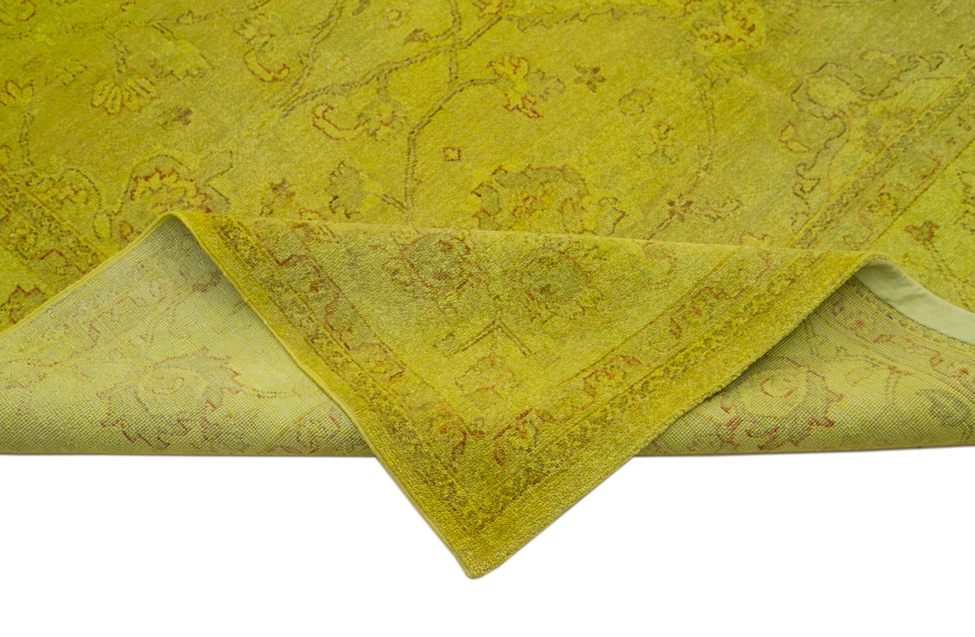 Handmade Wool Area Rug – Tebriz Classic Yellow Cotton Wool Carpet 7'10''x21'1''